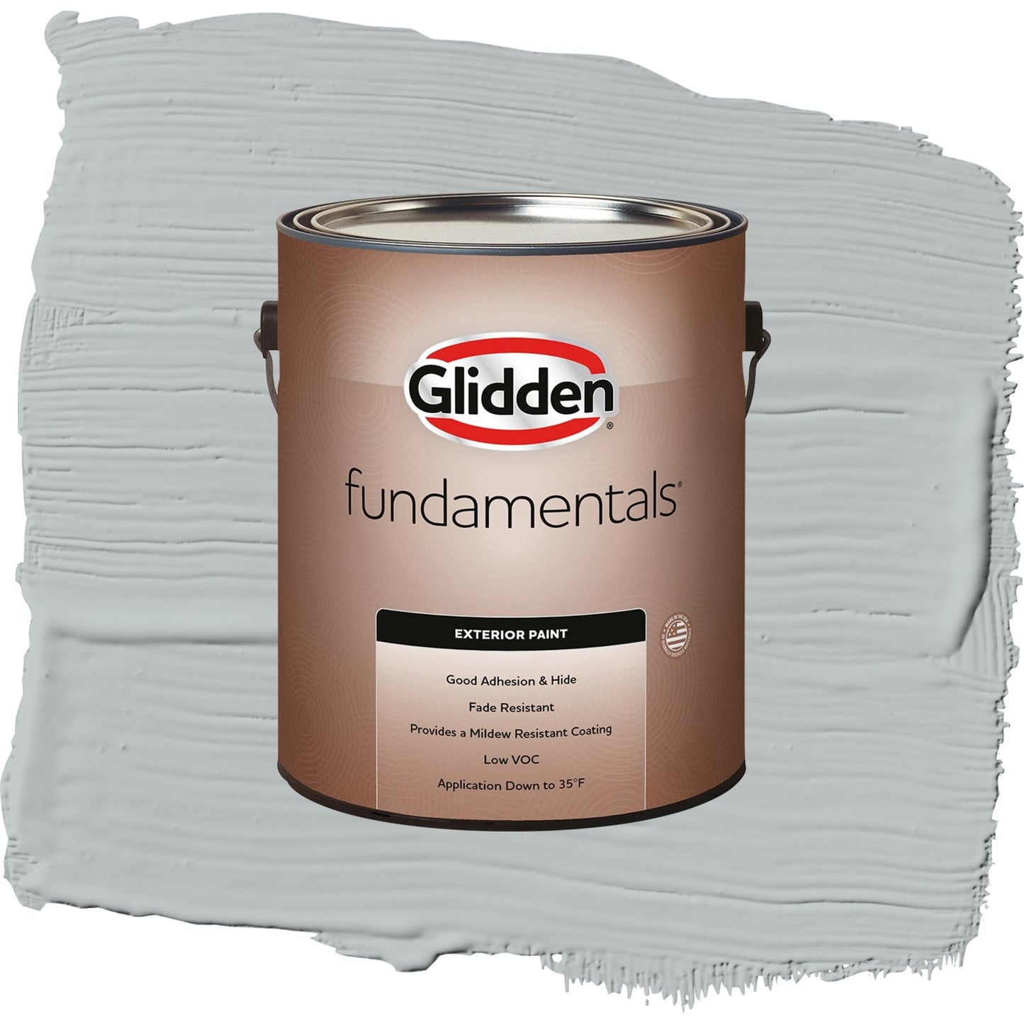 Glidden Fundamentals Maiden Mist / Gray, Flat Exterior Paint, 1 Gallon