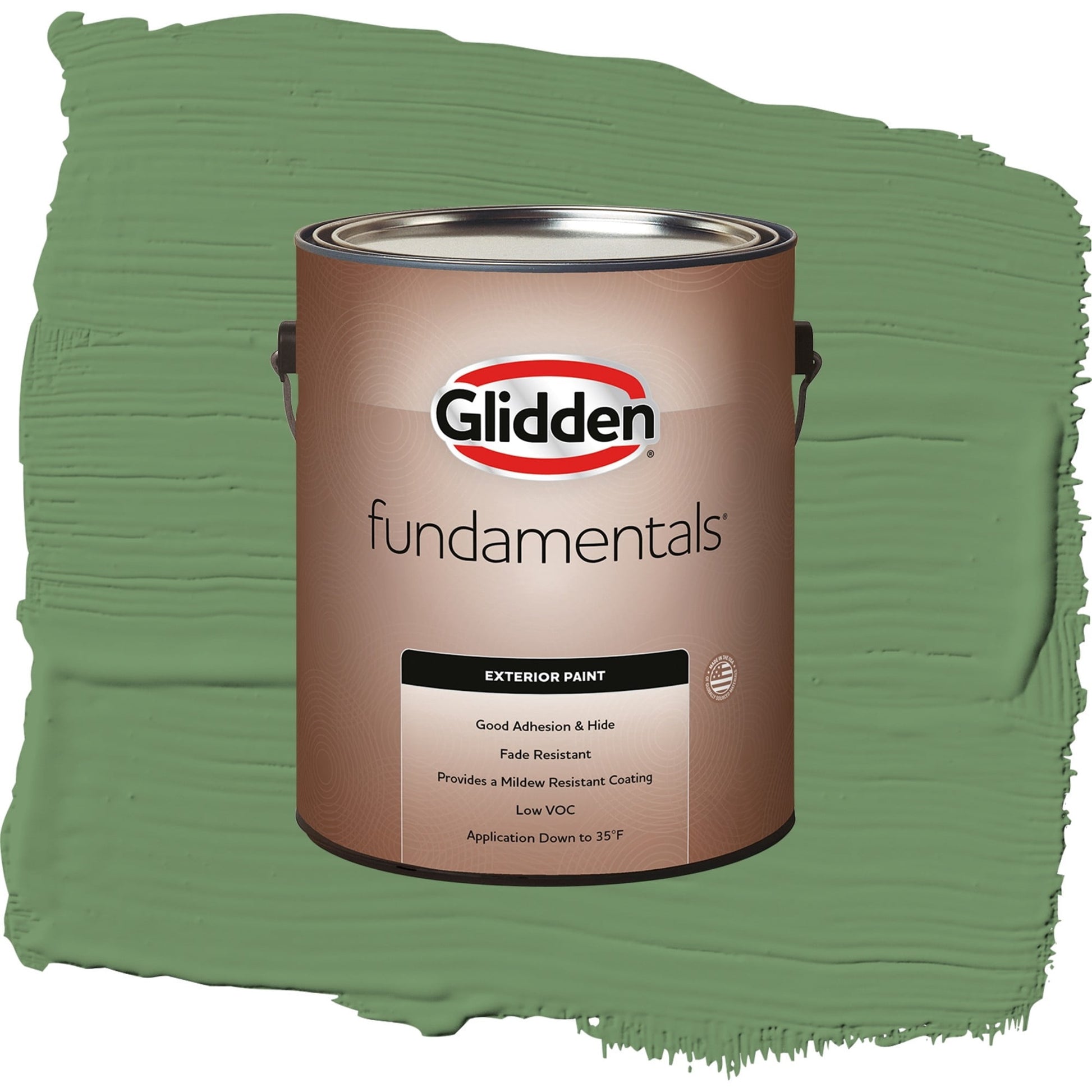 Glidden Fundamentals Moss Ring / Green, Flat Exterior Paint, 1 Gallon