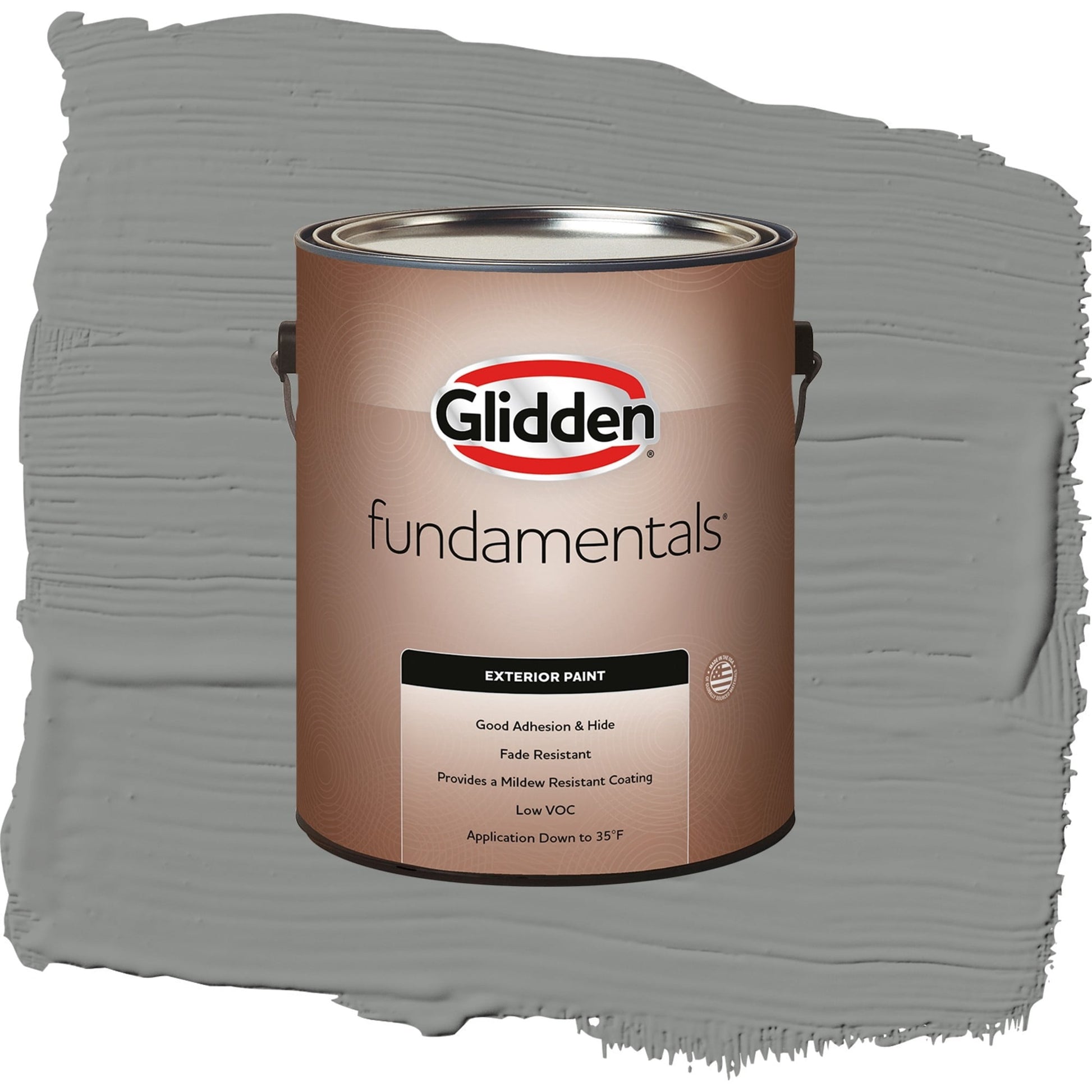 Glidden Fundamentals Phoenix Fossil / Gray, Flat Exterior Paint, 1 Gallon