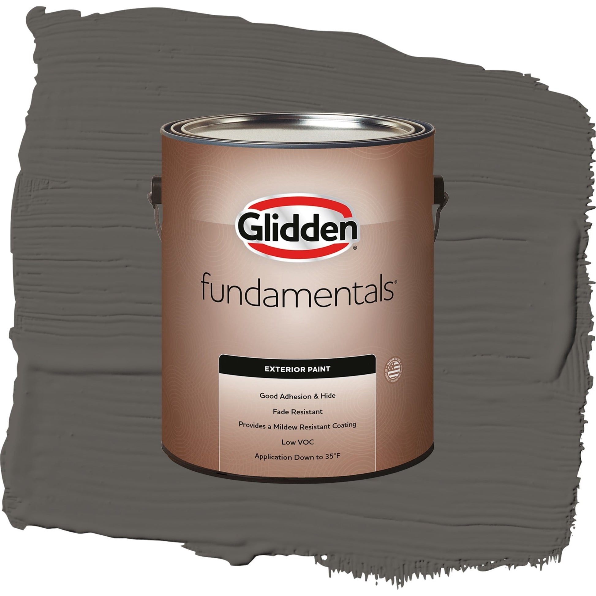 Glidden Fundamentals Stone's Throw / Gray, Satin Exterior Paint, 1 Gallon