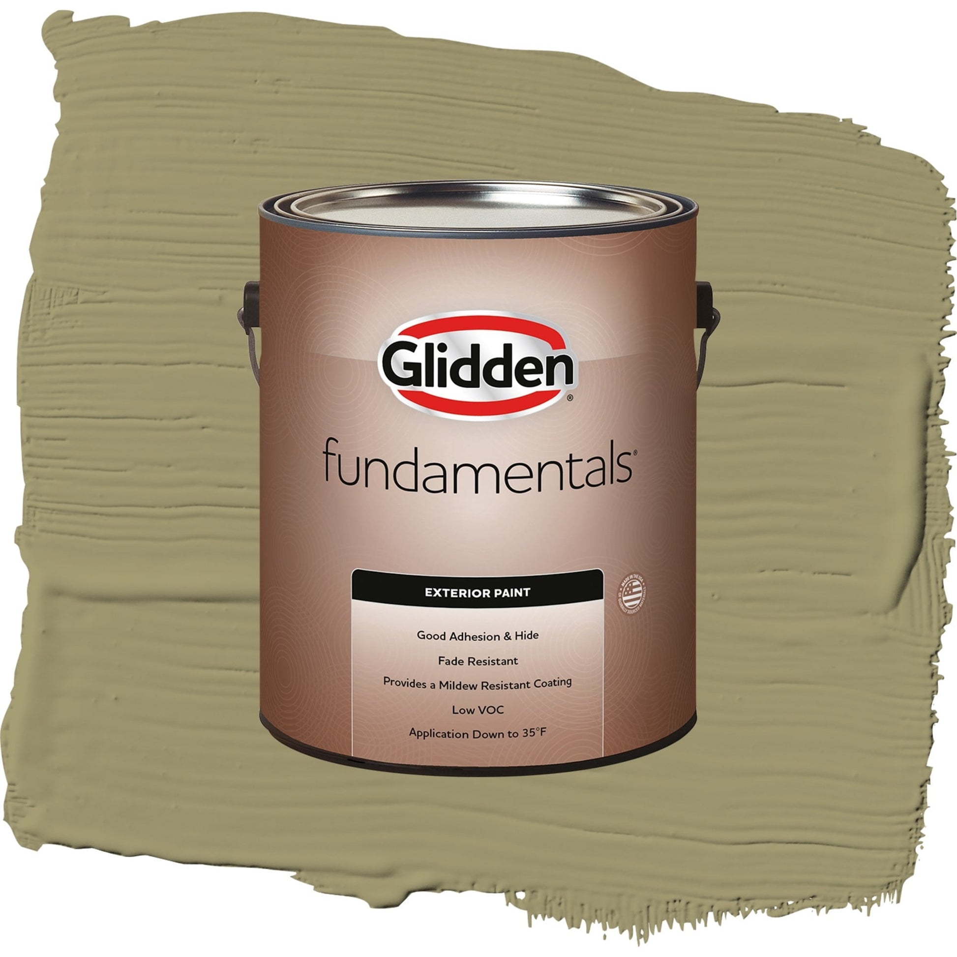 Glidden Fundamentals Sweet Annie / Green, Flat Exterior Paint, 1 Gallon