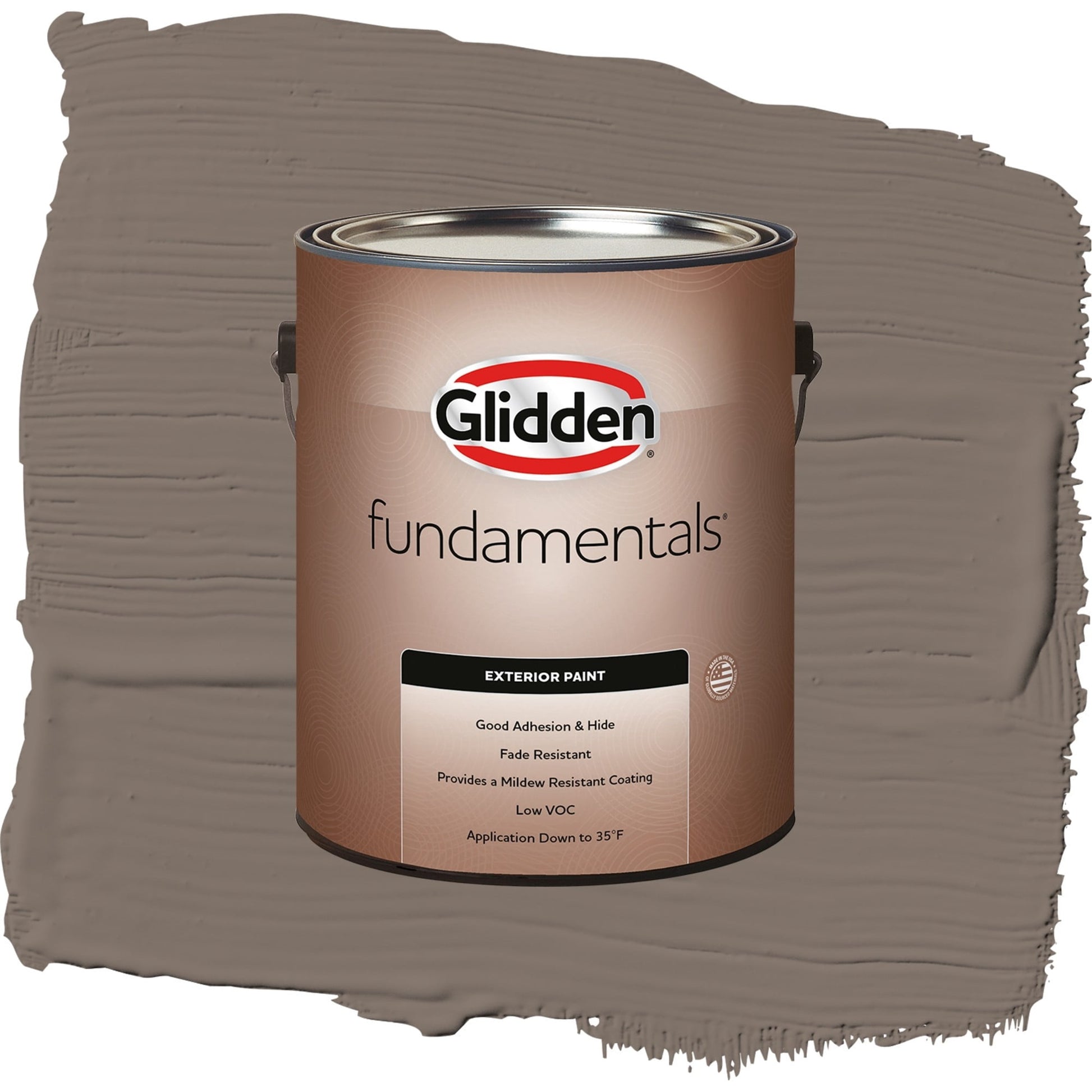 Glidden Fundamentals Tattle Tail / Brown, Satin Exterior Paint, 1 Gallon