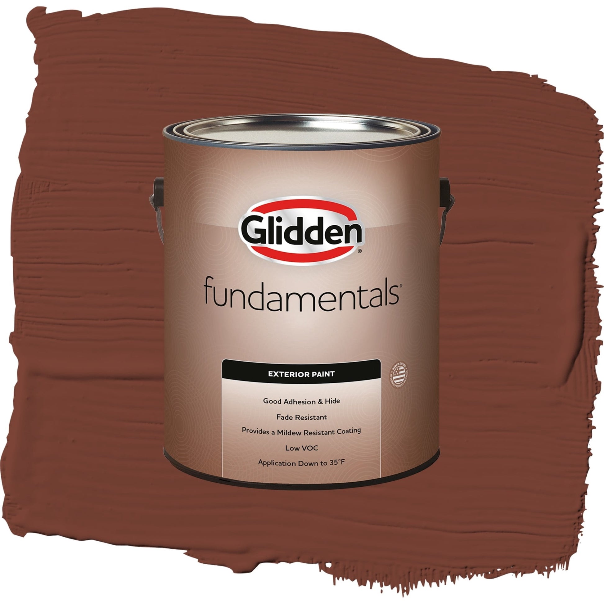 Glidden Fundamentals Warm Mahogany / Red, Semi-Gloss Exterior Paint, 1 Gallon