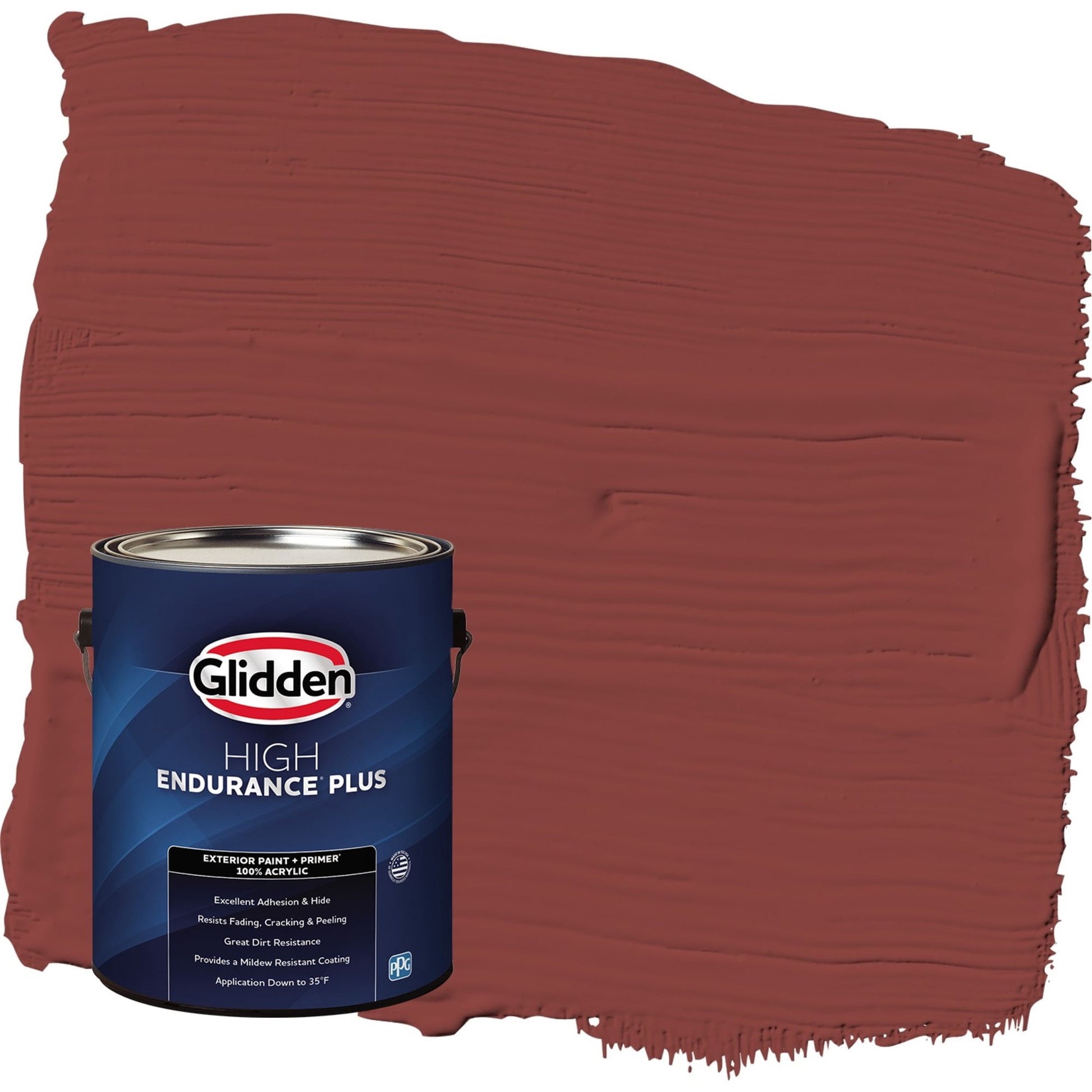 Glidden HEP Brick Dust / Red Satin Exterior Paint with Primer, 1 Gallon