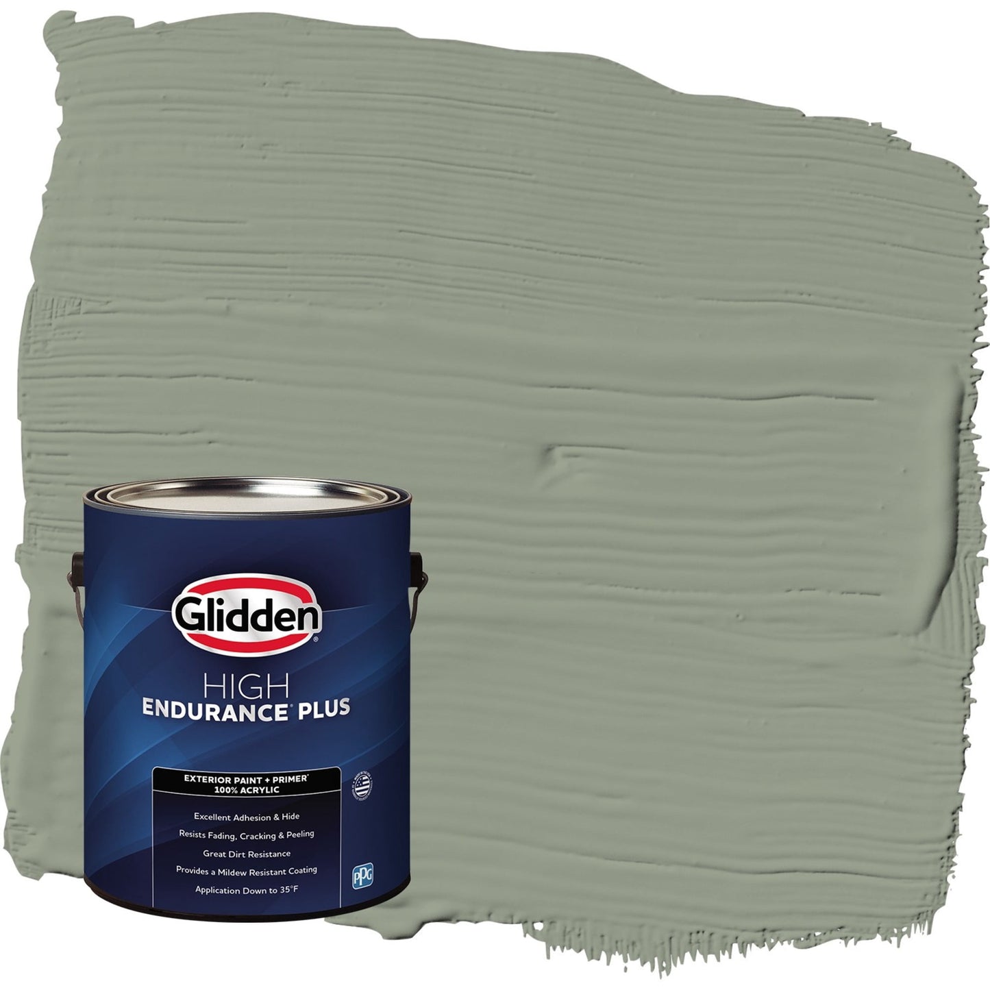 Glidden HEP Green Tea Leaf / Green Satin Exterior Paint with Primer, 1 Gallon