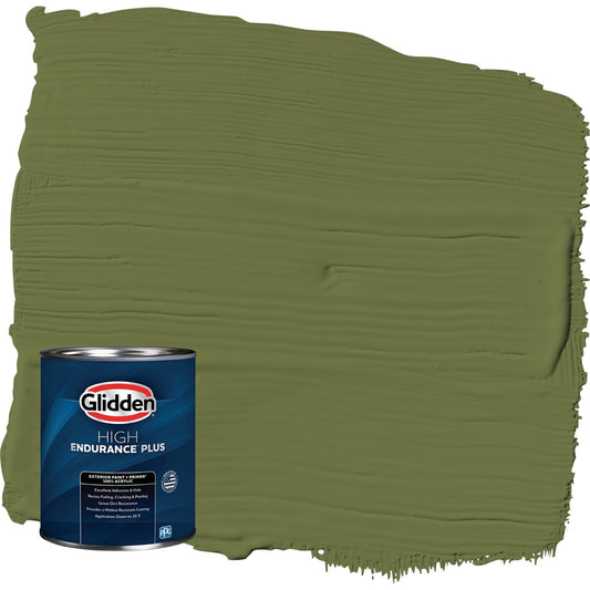 Glidden HEP Oakmoss / Green Semi-Gloss Exterior Paint with Primer, 1 Quart