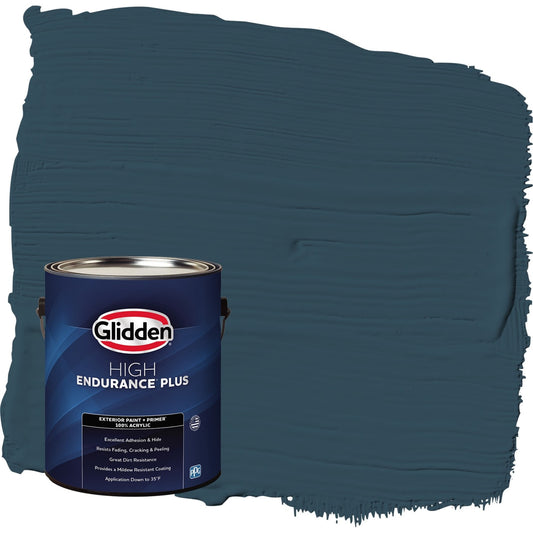 Glidden HEP Sailor's Coat / Blue Satin Exterior Paint with Primer, 1 Gallon