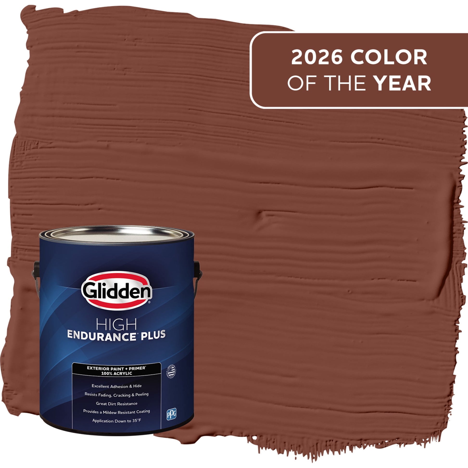 Glidden HEP Warm Mahogany / Red Flat Exterior Paint with Primer, 1 Gallon