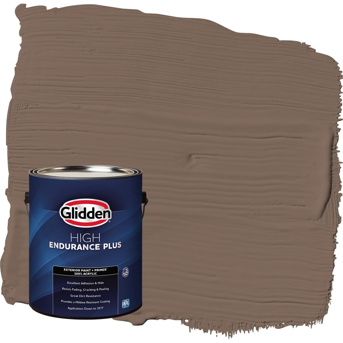 Glidden HEP Warrior / Brown Satin Exterior Paint with Primer, 1 Gallon