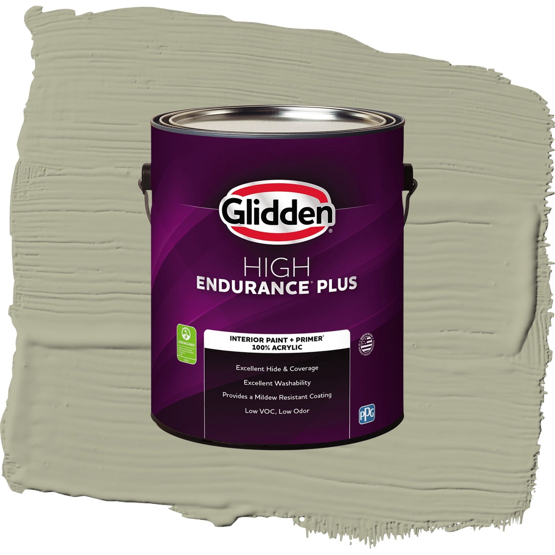 Glidden HEP Photo Gray / Green, Flat Interior Paint with Primer, 1 Gallon