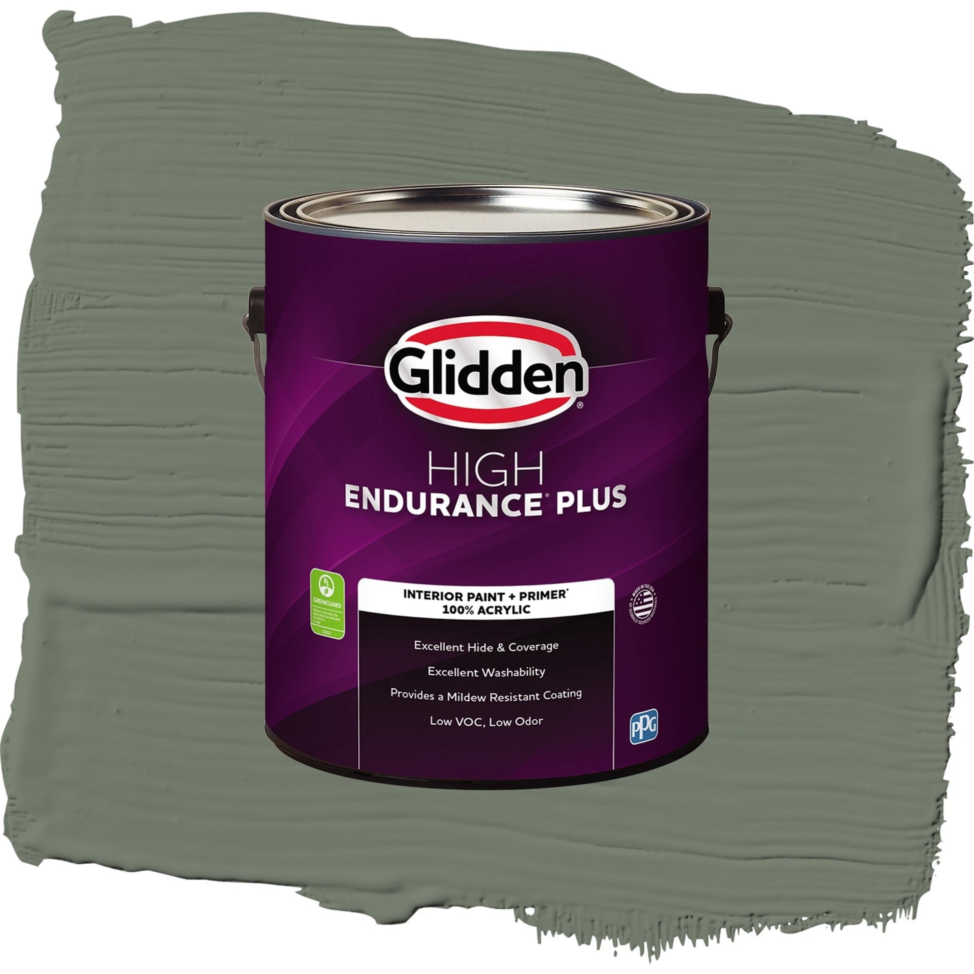 Glidden HEP Thyme Green / Green, Semi-Gloss Interior Paint with Primer, 1 Gallon