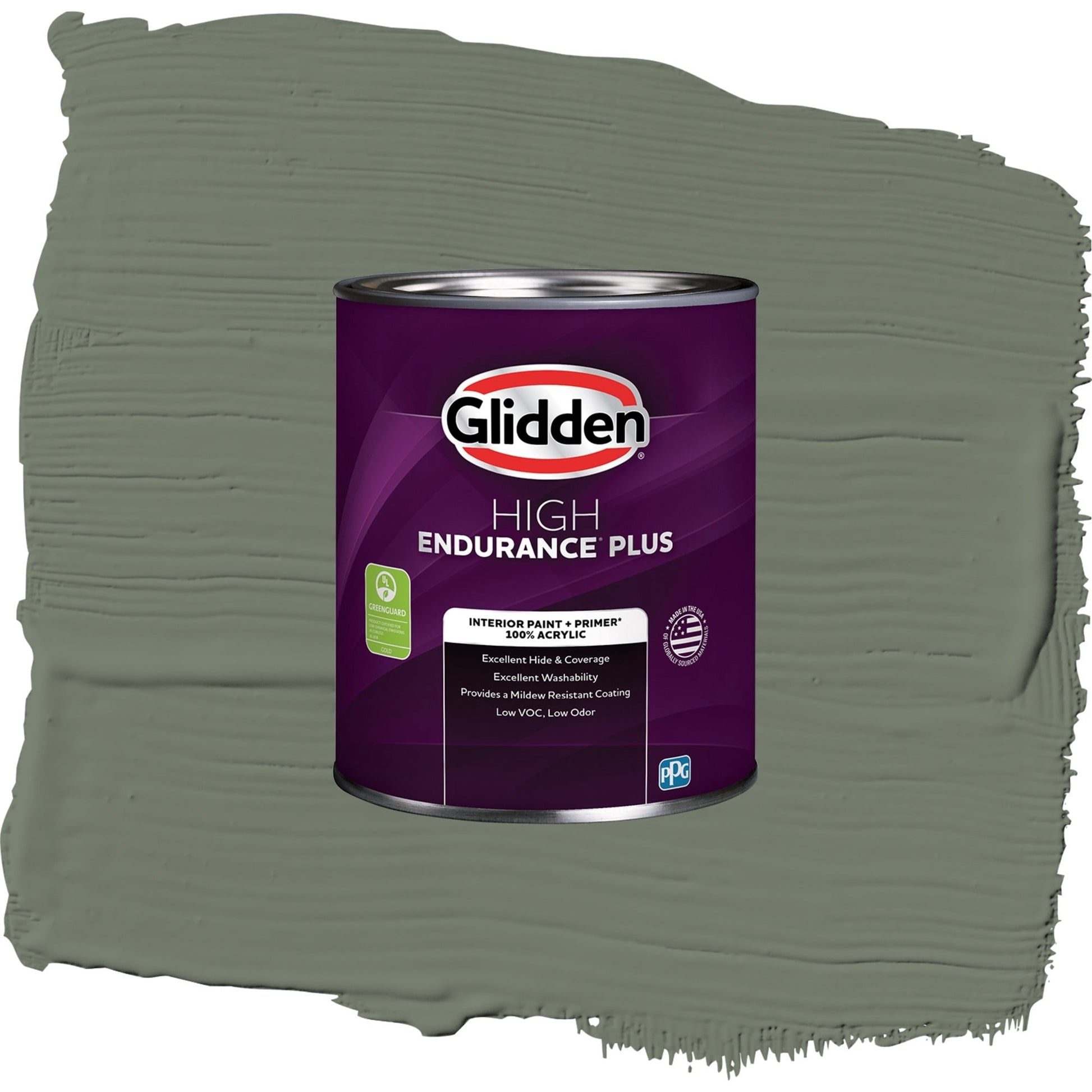 Glidden HEP Thyme Green / Green, Semi-Gloss Interior Paint with Primer, 1 Quart