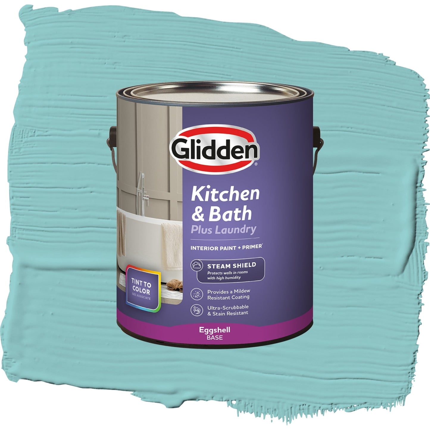 Glidden Glidden Kitchen Bath and Laundry Aqua Fiesta / Blue, Eggshell Interior Paint with Primer, 1 Gallon
