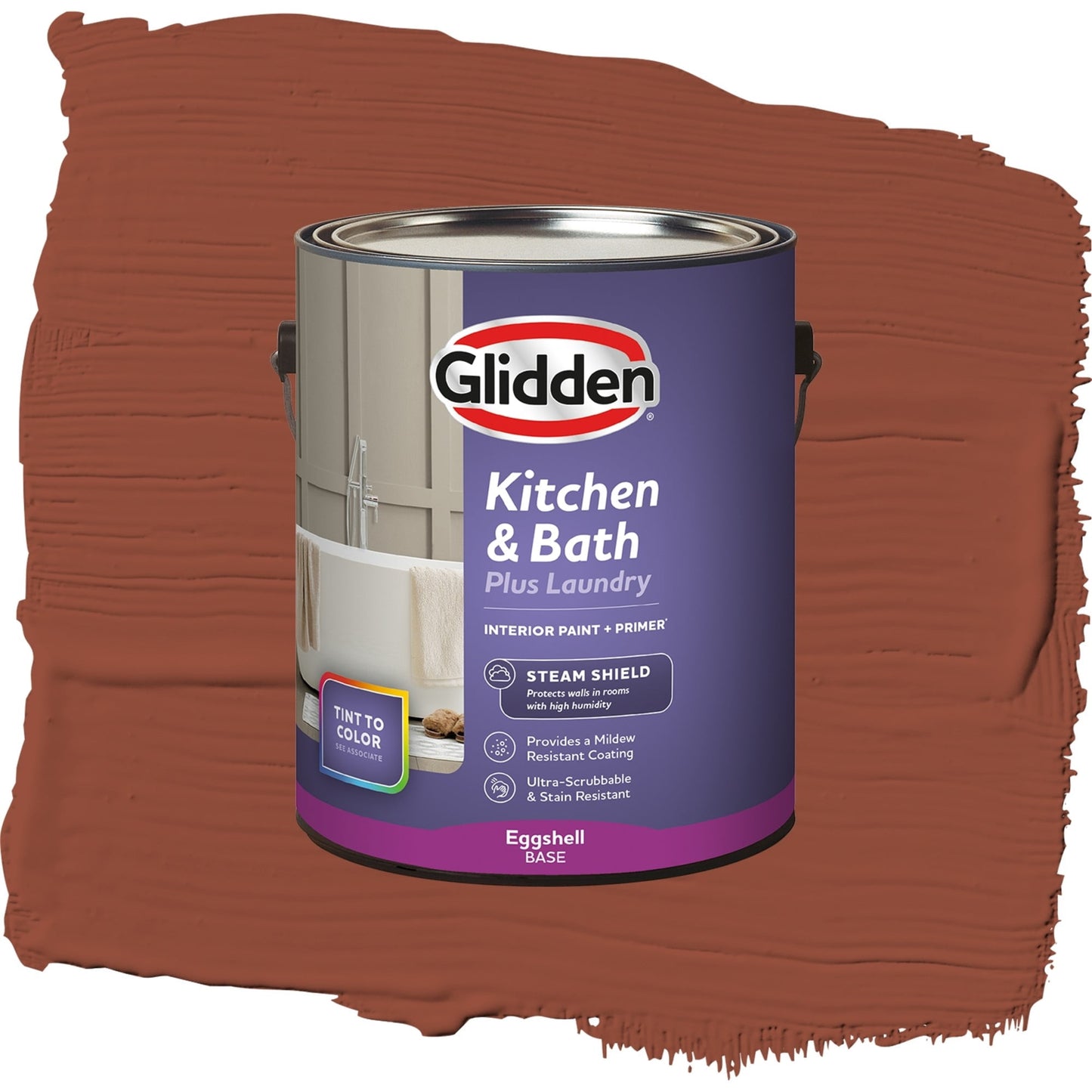 Glidden Glidden Kitchen Bath and Laundry Burled Redwood / Red, Eggshell Interior Paint with Primer, 1 Gallon