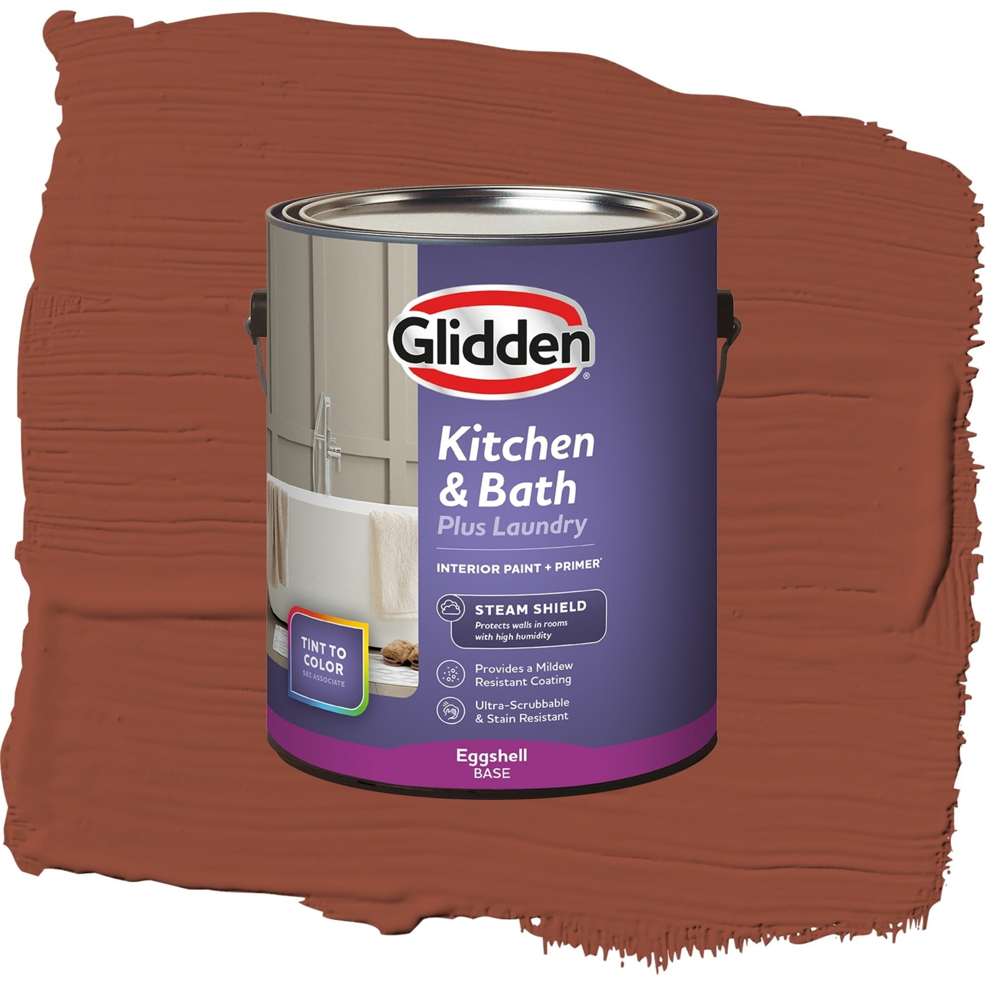 Glidden Glidden Kitchen Bath and Laundry Burled Redwood / Red, Eggshell Interior Paint with Primer, 1 Gallon