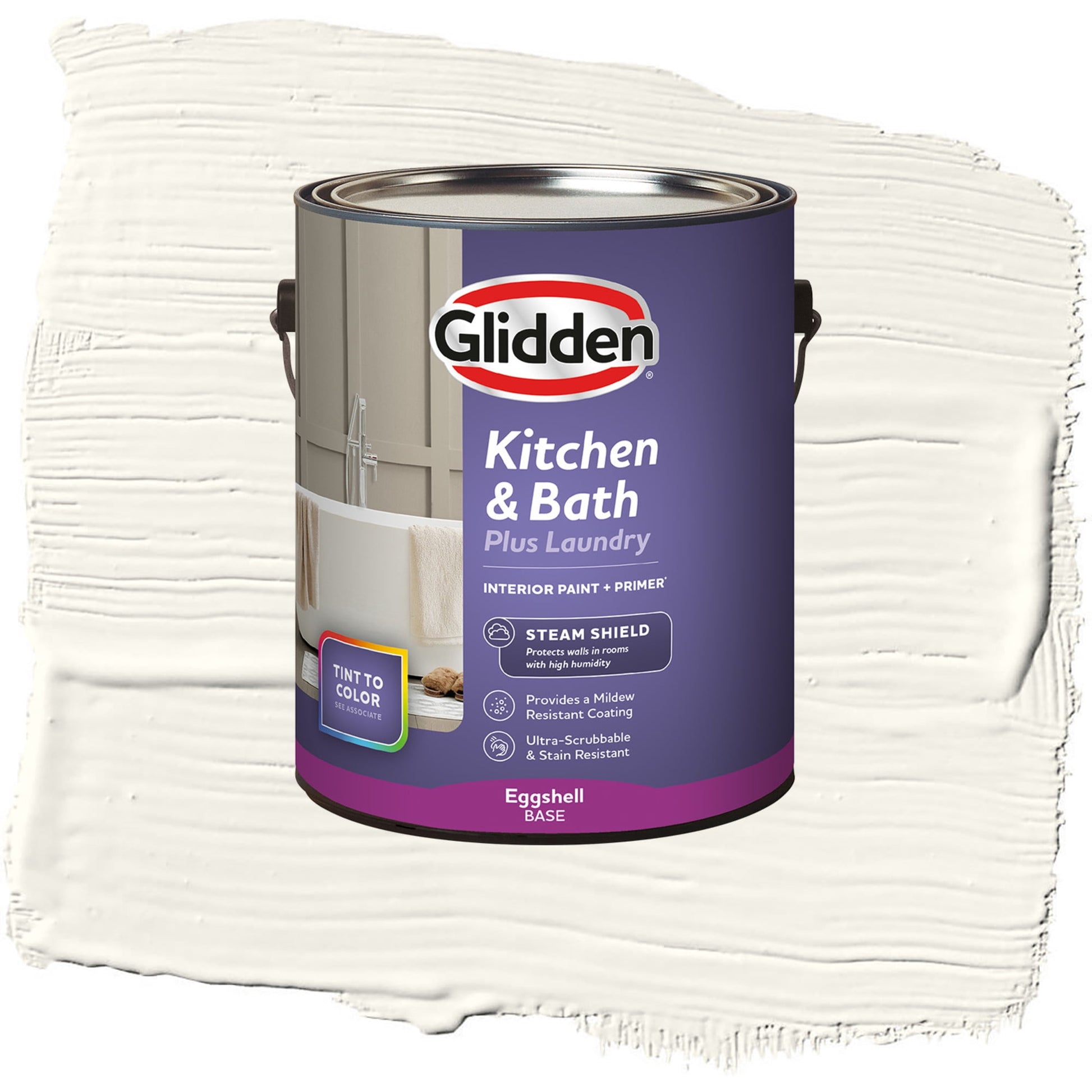 Glidden Glidden Kitchen Bath and Laundry Cotton Tail / Gray, Eggshell Interior Paint with Primer, 1 Gallon