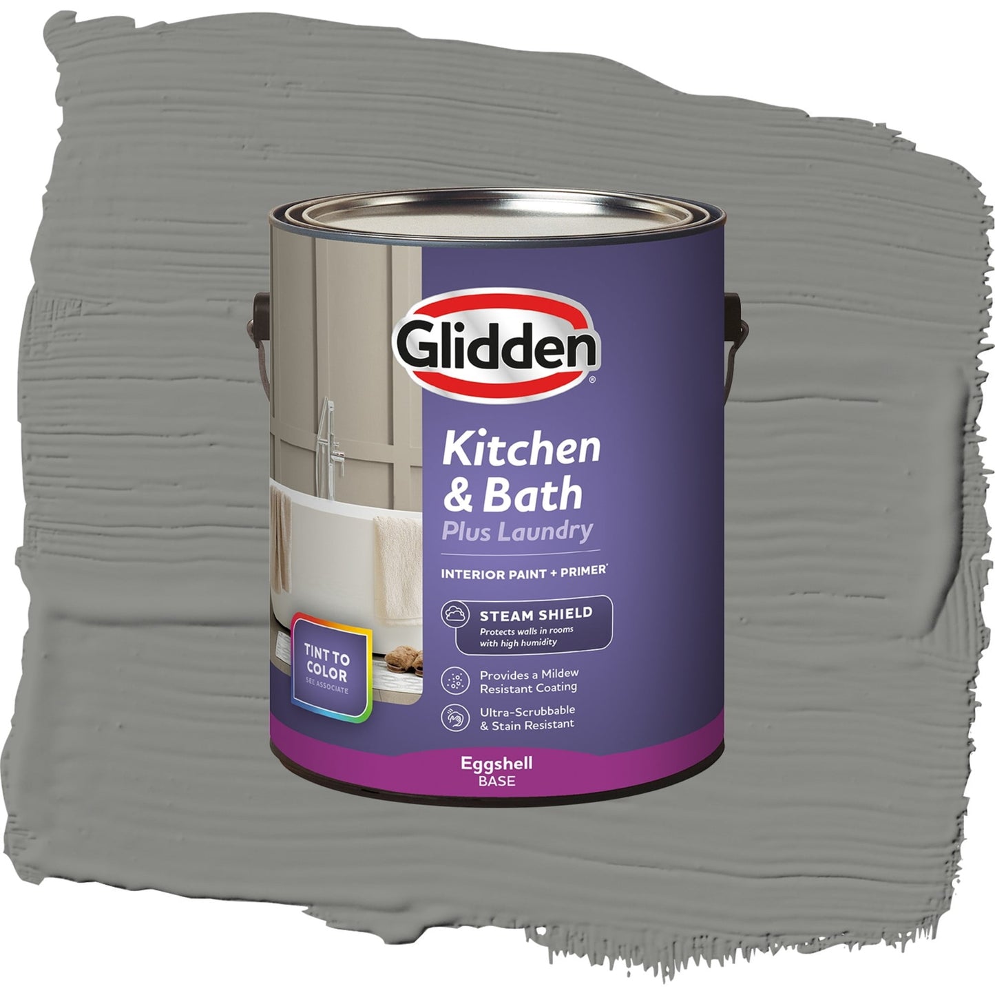 Glidden Glidden Kitchen Bath and Laundry Downpour / Grey, Eggshell Interior Paint with Primer, 1 Gallon