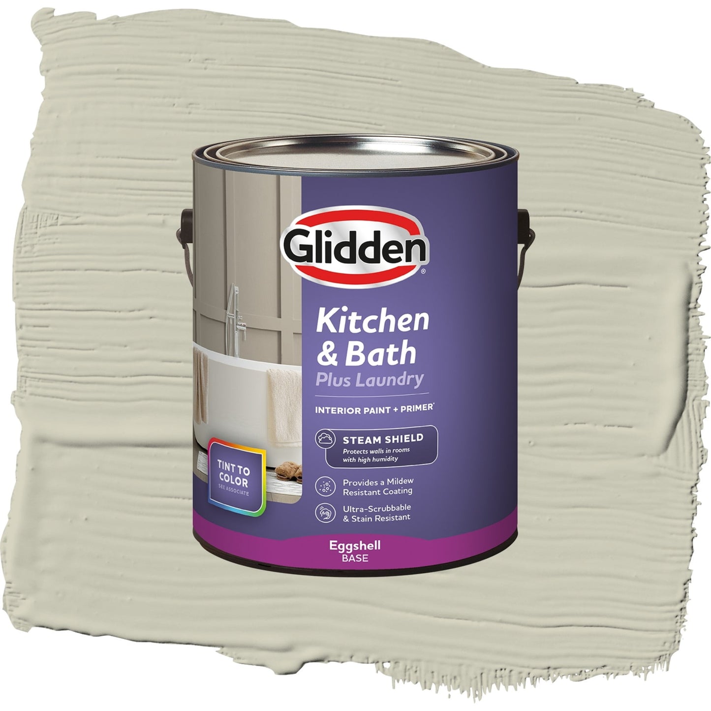 Glidden Glidden Kitchen Bath and Laundry French Gray Linen / Green, Eggshell Interior Paint with Primer, 1 Gallon