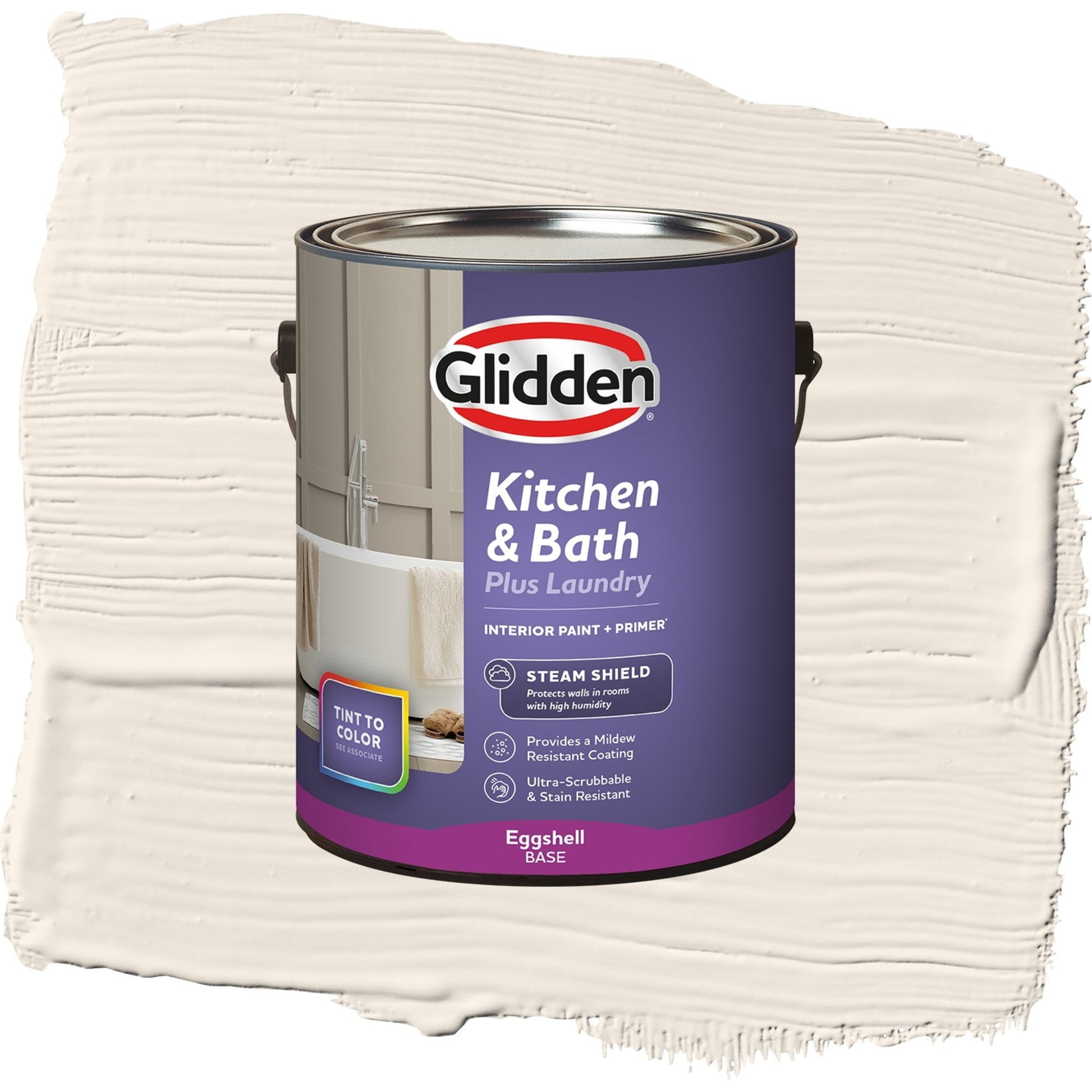 Glidden Glidden Kitchen Bath and Laundry Pearls and Lace / White, Eggshell Interior Paint with Primer, 1 Gallon