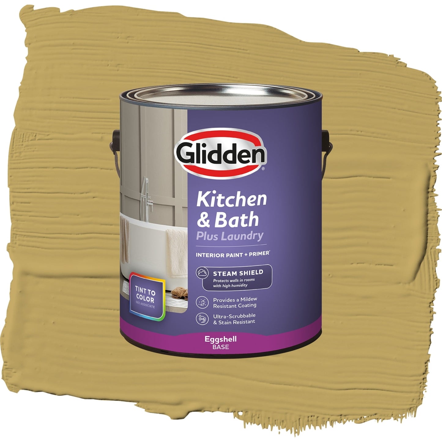 Glidden Glidden Kitchen Bath and Laundry Shutter Bug / Yellow, Eggshell Interior Paint with Primer, 1 Gallon