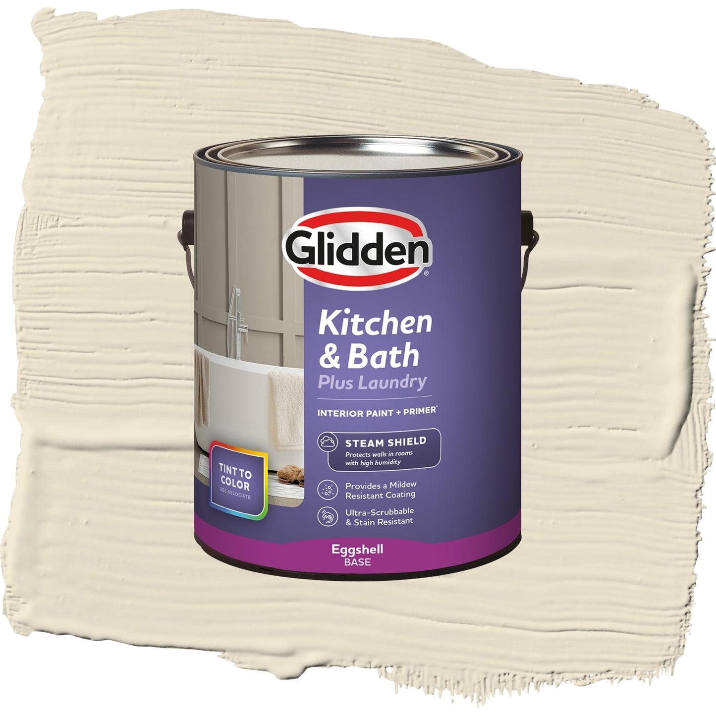 Glidden Glidden Kitchen Bath and Laundry Sugar Cookie / White, Eggshell Interior Paint with Primer, 1 Gallon