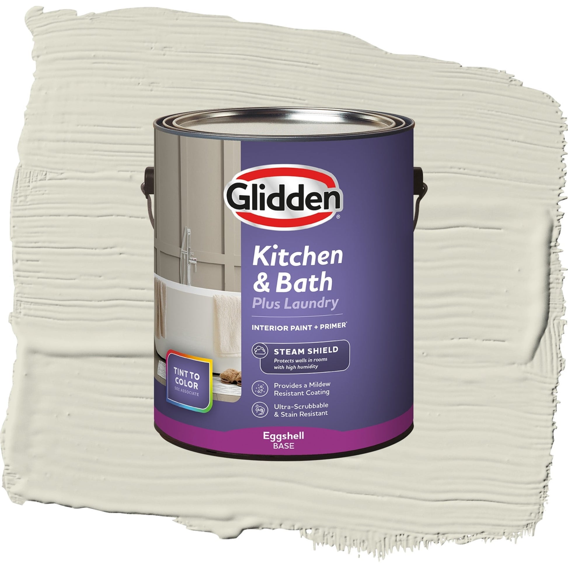 Glidden Glidden Kitchen Bath and Laundry Veil Of Dusk / Gray, Eggshell Interior Paint with Primer, 1 Gallon