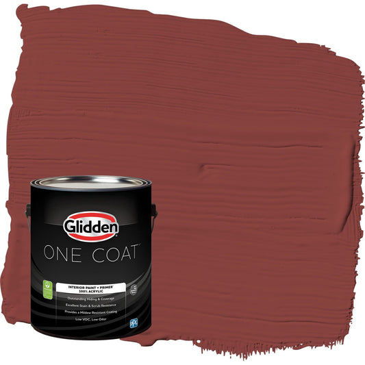 Glidden One Coat Brick Dust / Red Semi-Gloss Interior Paint with Primer, 1 Gallon