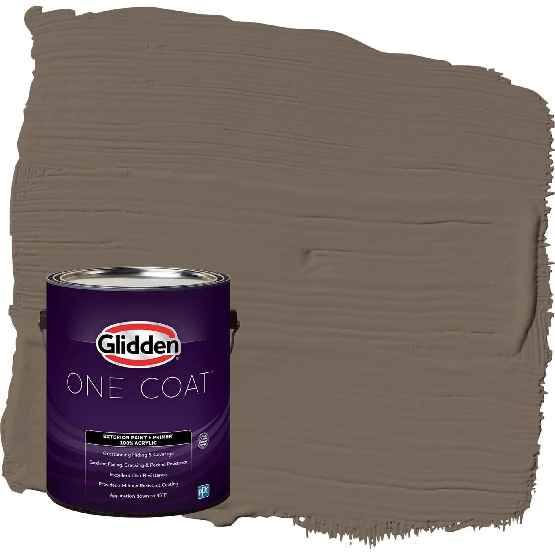 Glidden One Coat Curlew / Brown Semi-Gloss Exterior Paint with Primer, 1 Gallon