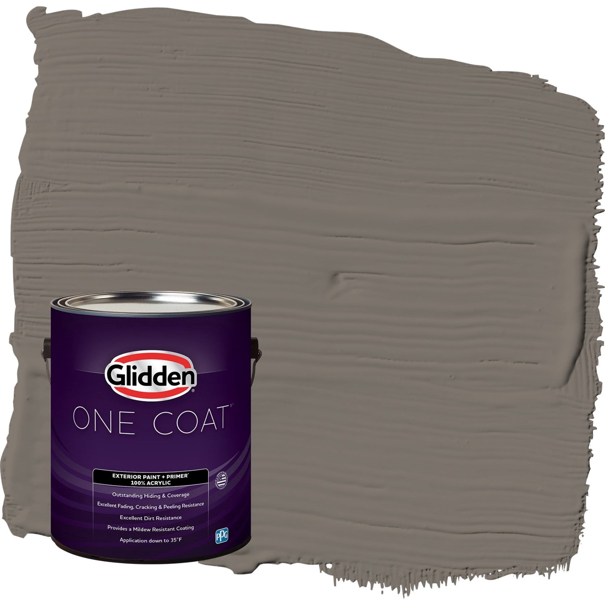 Glidden One Coat Deconstruction / Gray Semi-Gloss Exterior Paint with Primer, 1 Gallon