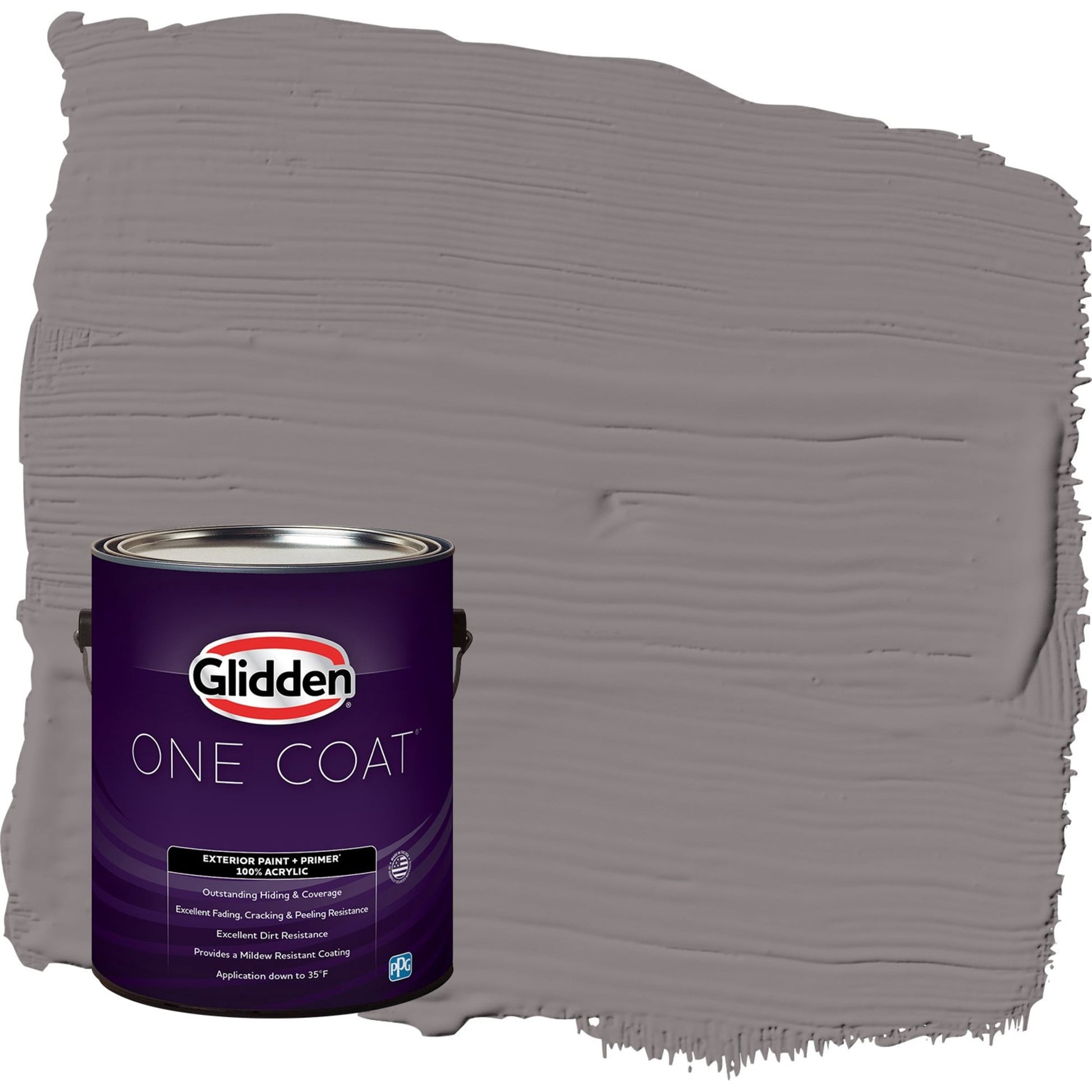 Glidden One Coat Pewter Mug / Gray Semi-Gloss Exterior Paint with Primer, 1 Gallon
