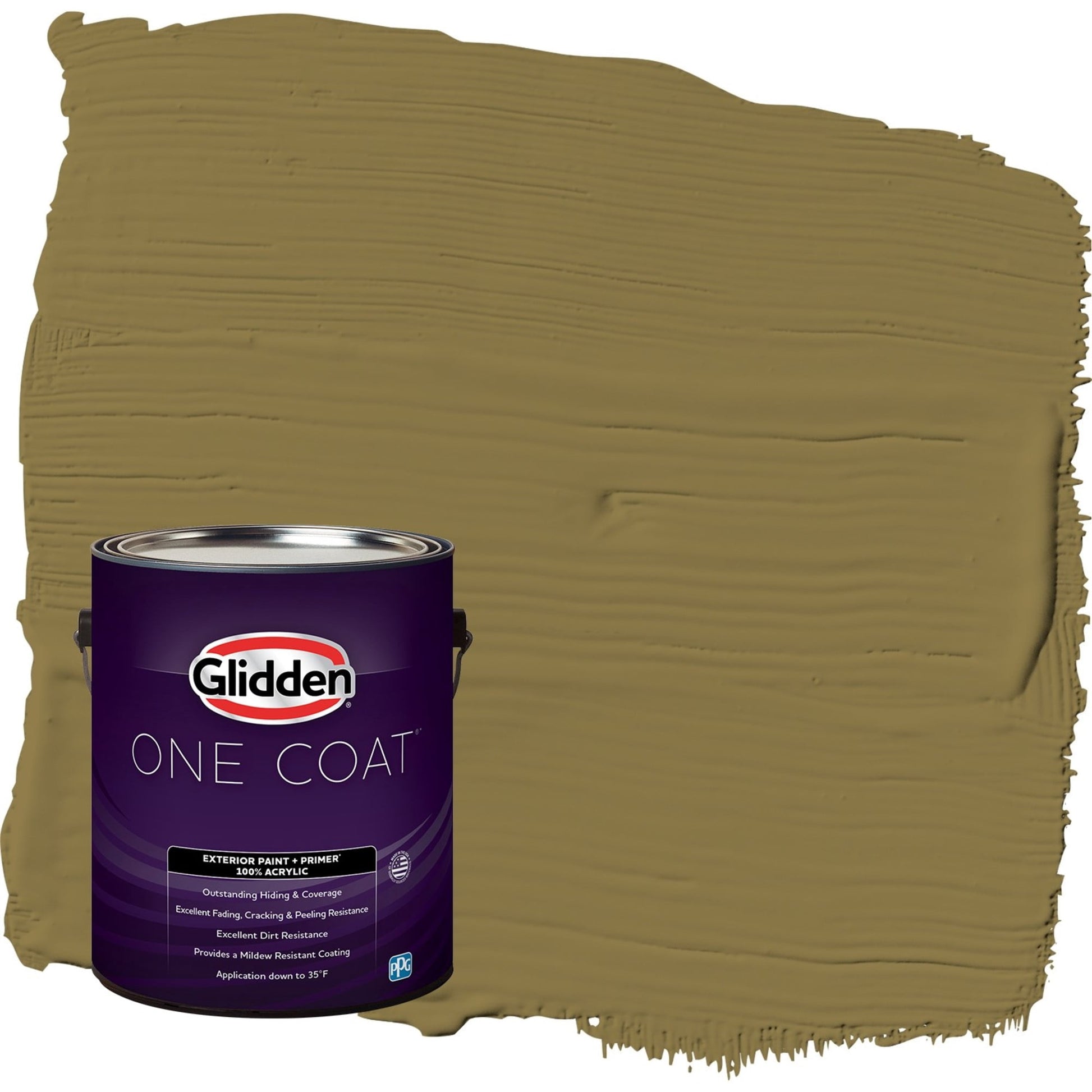 Glidden One Coat Pickled Okra / Green Semi-Gloss Exterior Paint with Primer, 1 Gallon