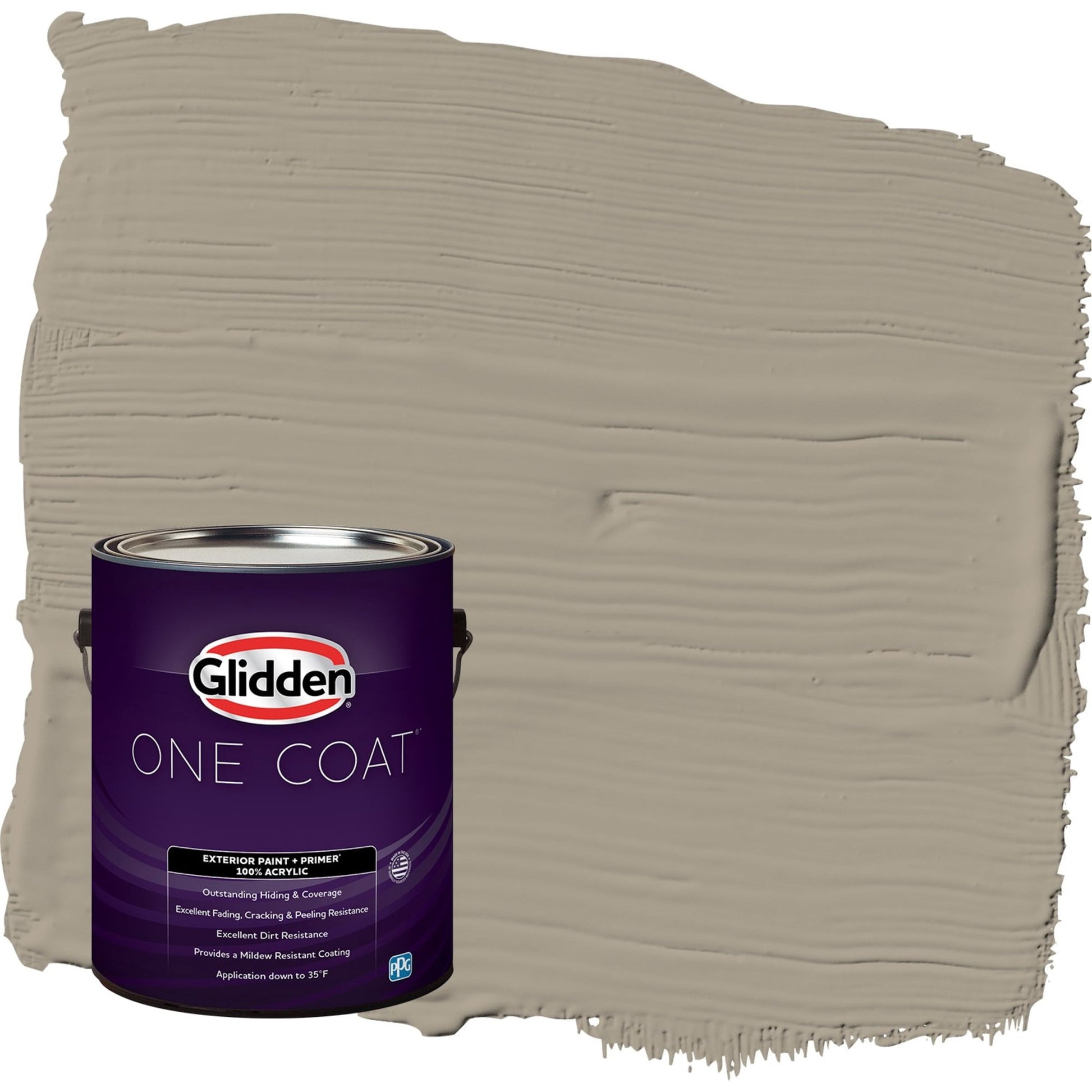 Glidden One Coat Stonehenge Greige / Gray Semi-Gloss Exterior Paint with Primer, 1 Gallon