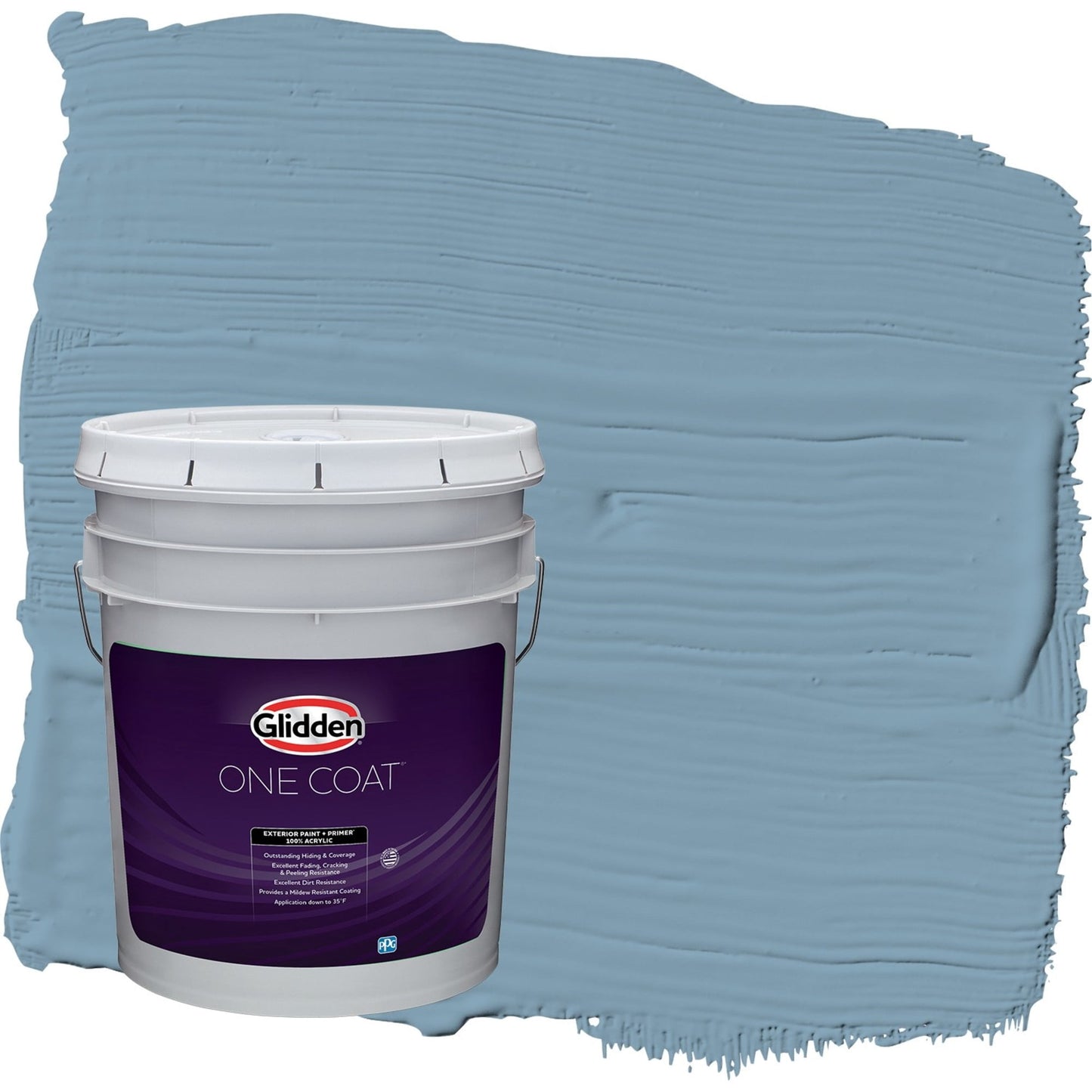 Glidden One Coat Americana / Blue Satin Exterior Paint with Primer, 5 Gallon