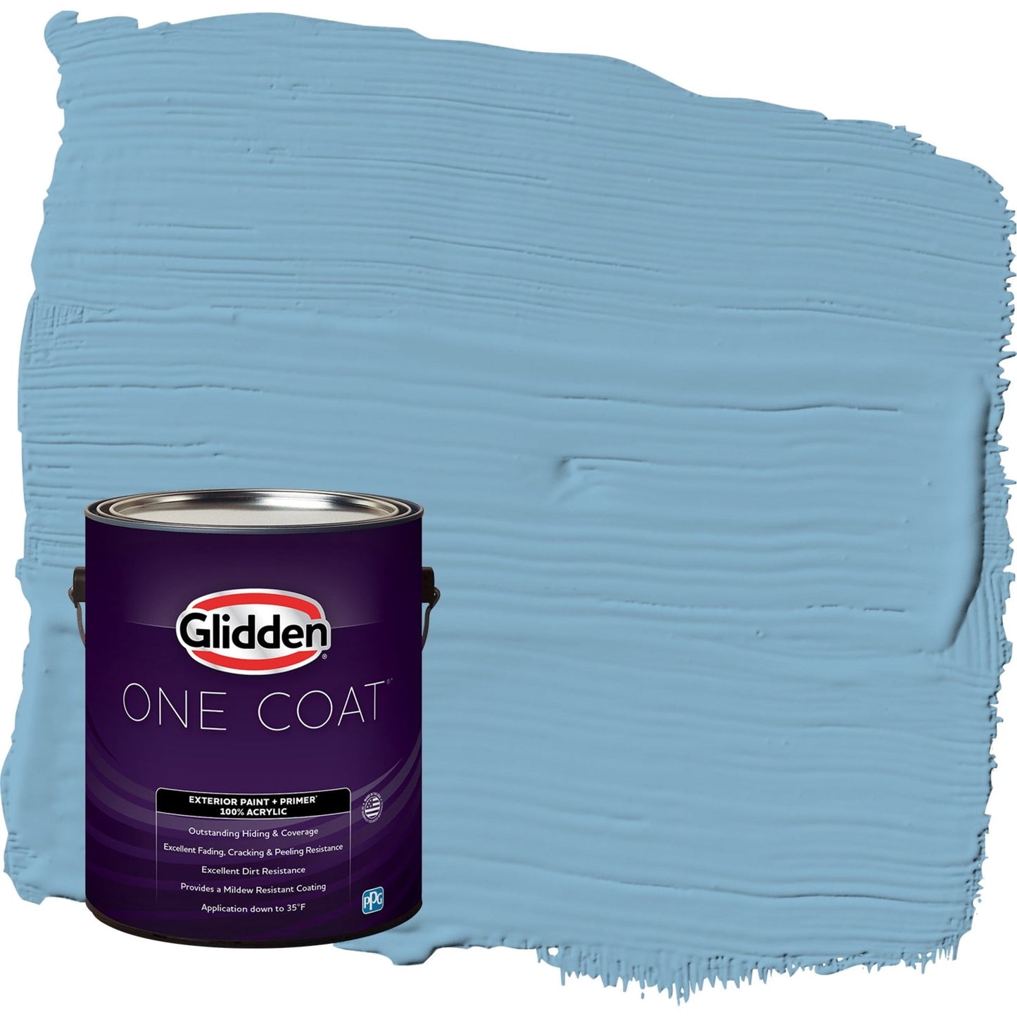 Glidden One Coat Arabella / Blue Flat Exterior Paint with Primer, 1 Gallon