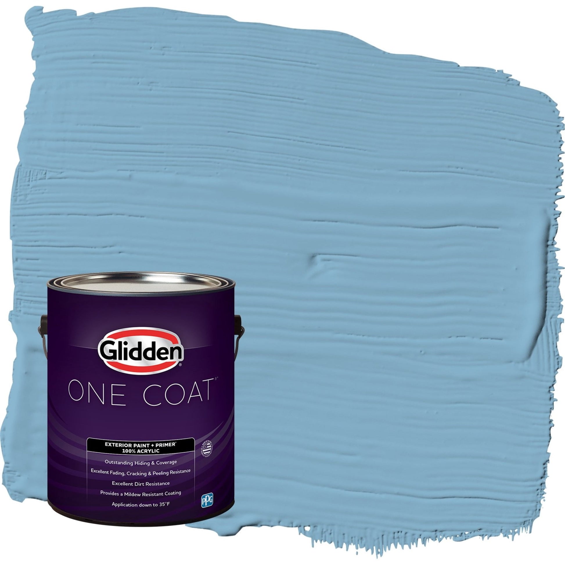 Glidden One Coat Arabella / Blue Flat Exterior Paint with Primer, 1 Gallon