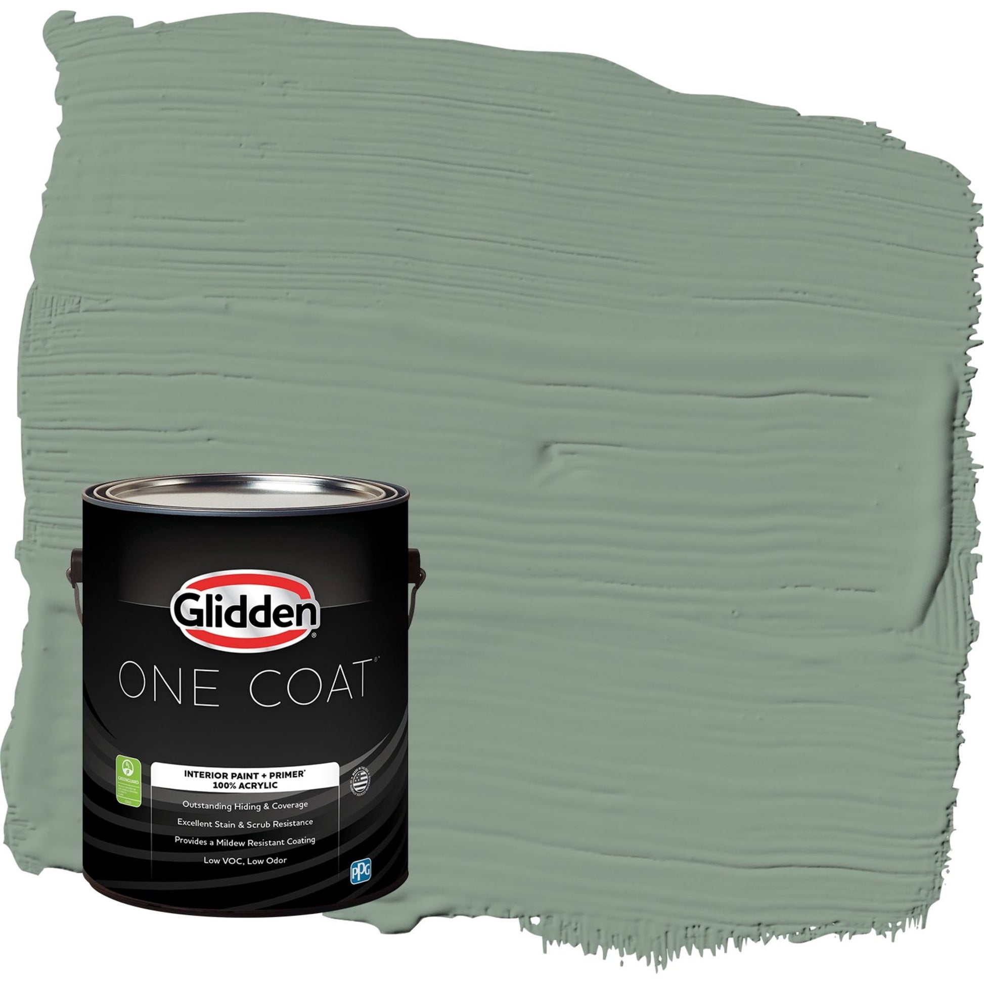 Glidden One Coat Birch Forest / Green Flat Interior Paint with Primer, 1 Gallon
