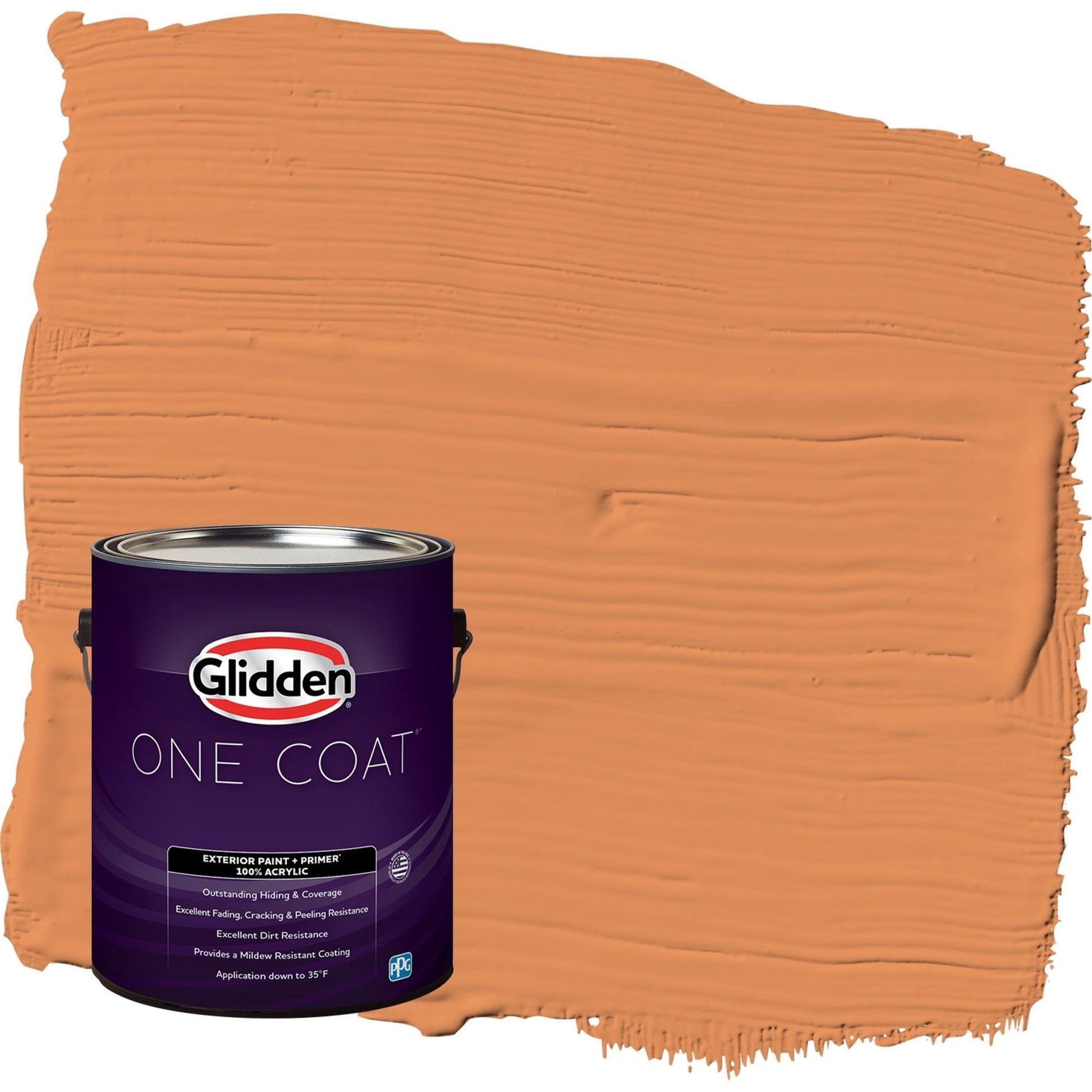 Glidden One Coat Carrot Cake / Orange Flat Exterior Paint with Primer, 1 Gallon