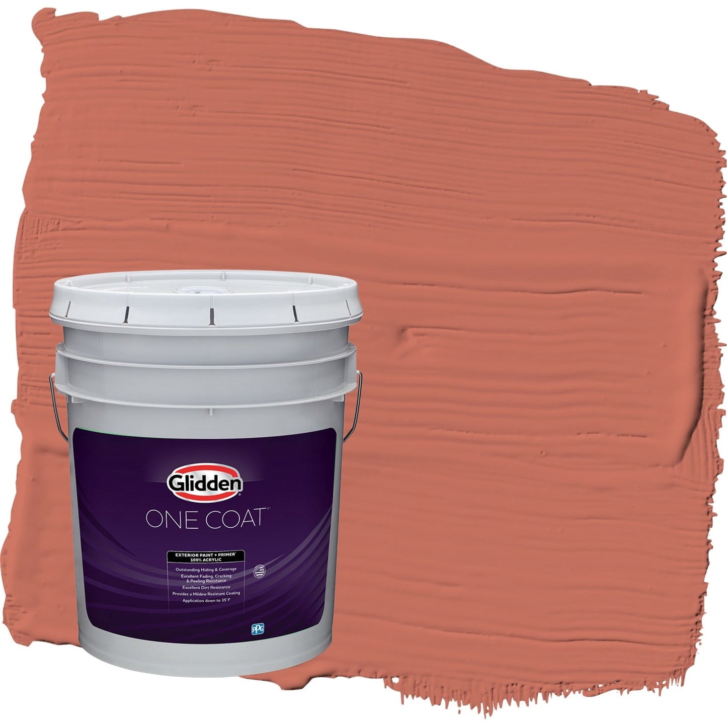 Glidden One Coat Pintura Exterior Semibrillante CajÃºn Spice / Naranja con Primer, 5 Galones