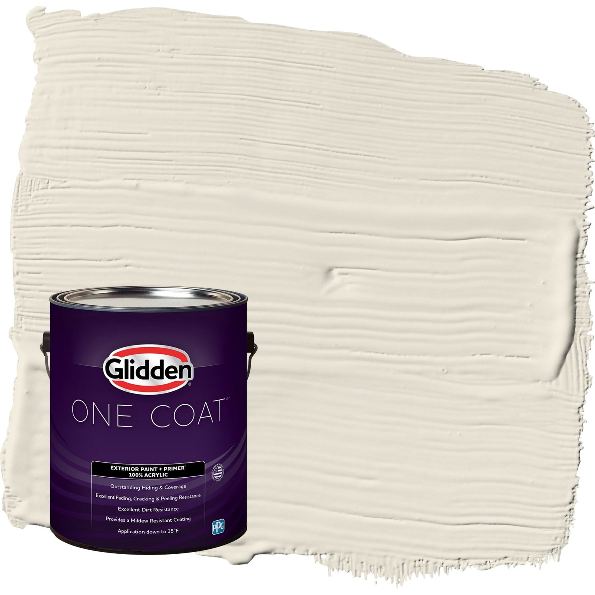 Glidden One Coat Focus / Off White Satin Exterior Paint with Primer, 1 Gallon