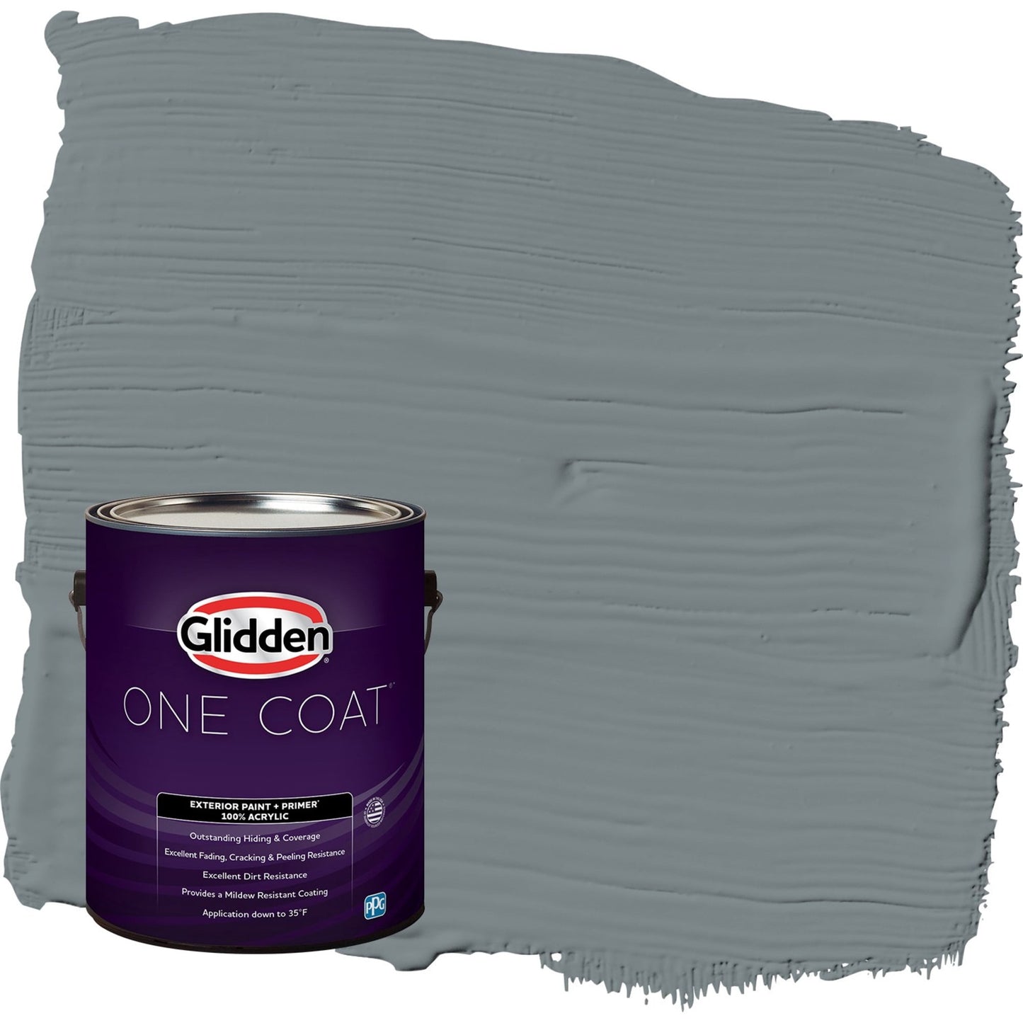 Glidden One Coat Garrison Gray / Grey Satin Exterior Paint with Primer, 1 Gallon