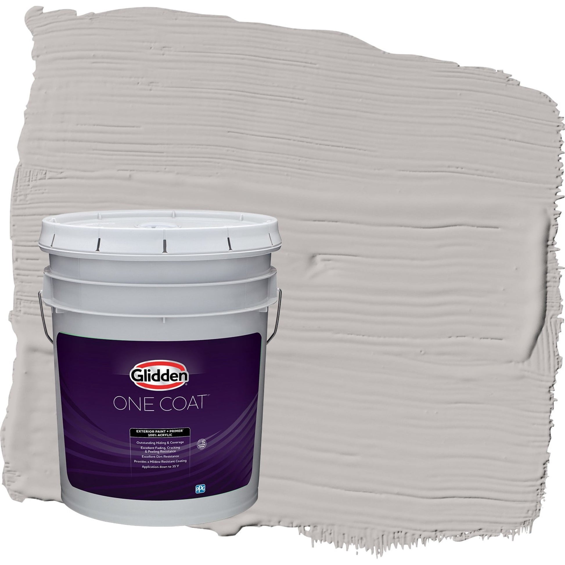 Glidden One Coat Gray Shadows / Grey Flat Exterior Paint with Primer, 5 Gallon