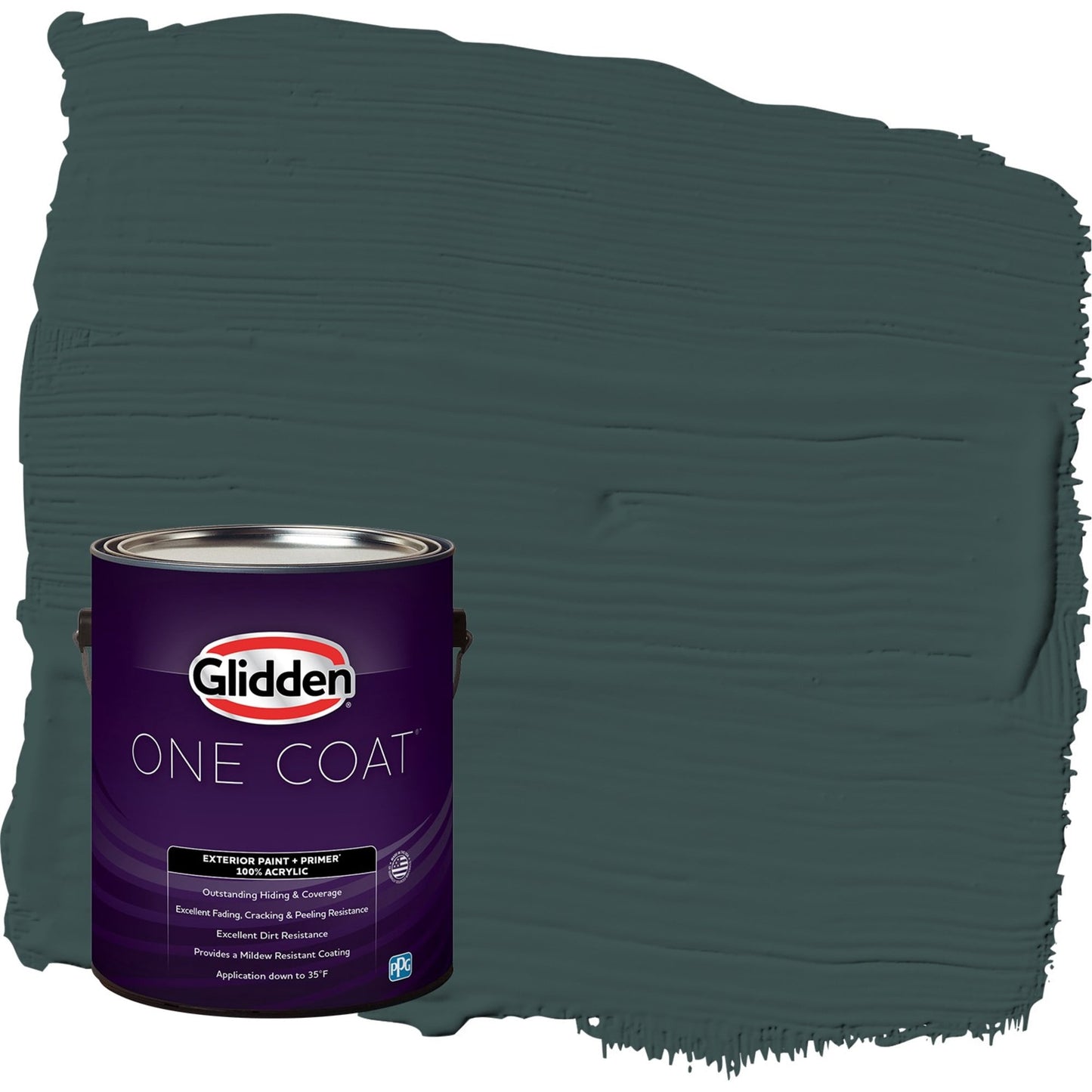 Glidden One Coat Night Watch / Green Flat Exterior Paint with Primer, 1 Gallon
