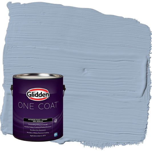 Glidden One Coat Sterling Silver / Blue Semi-Gloss Exterior Paint with Primer, 1 Gallon