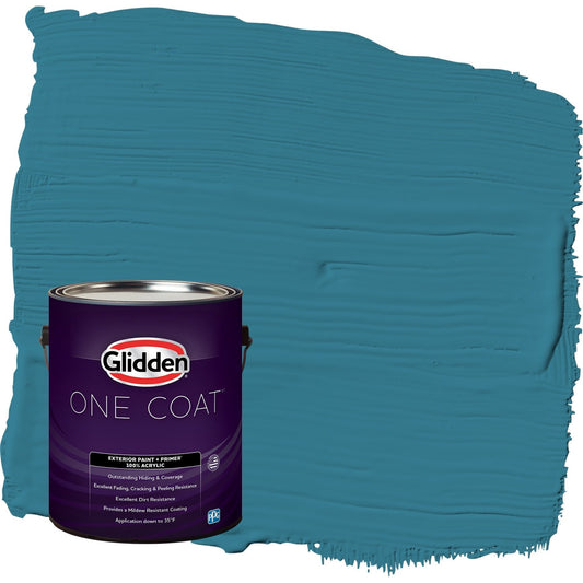 Glidden One Coat Adventure / Blue Satin Exterior Paint with Primer, 1 Gallon