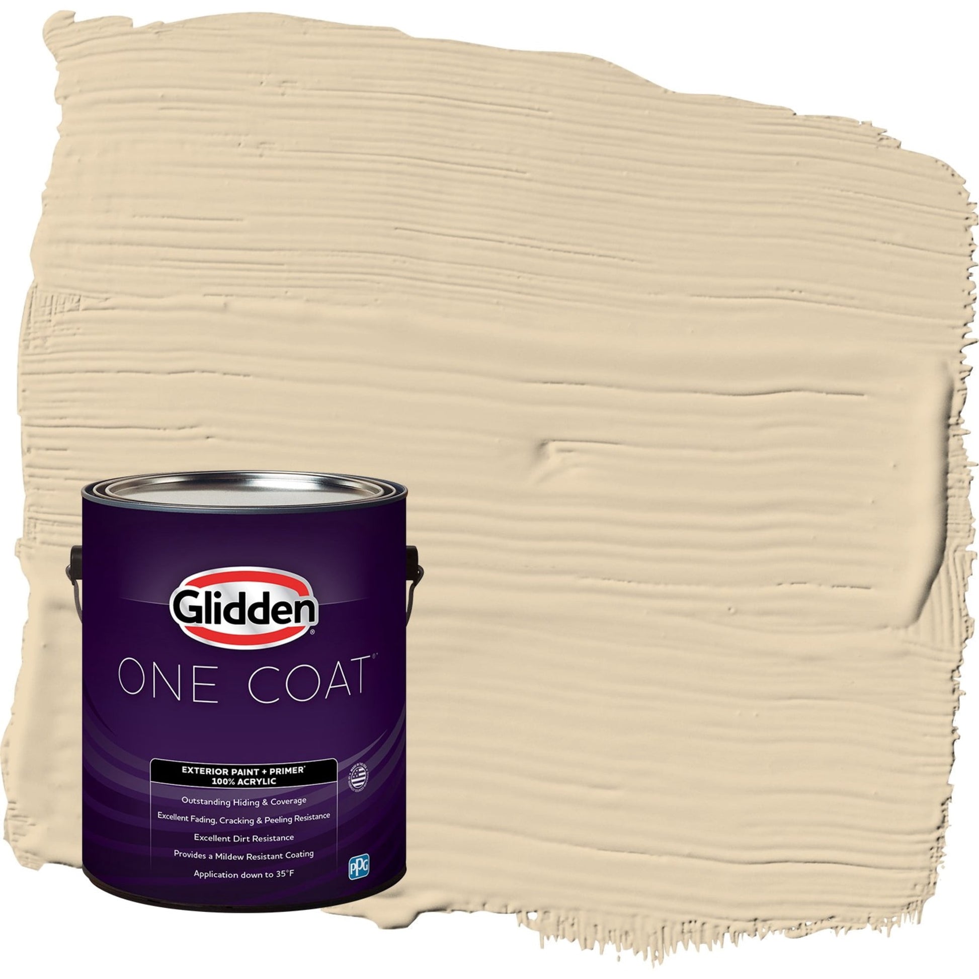 Glidden One Coat Almond Cream / Beige Flat Exterior Paint with Primer, 1 Gallon