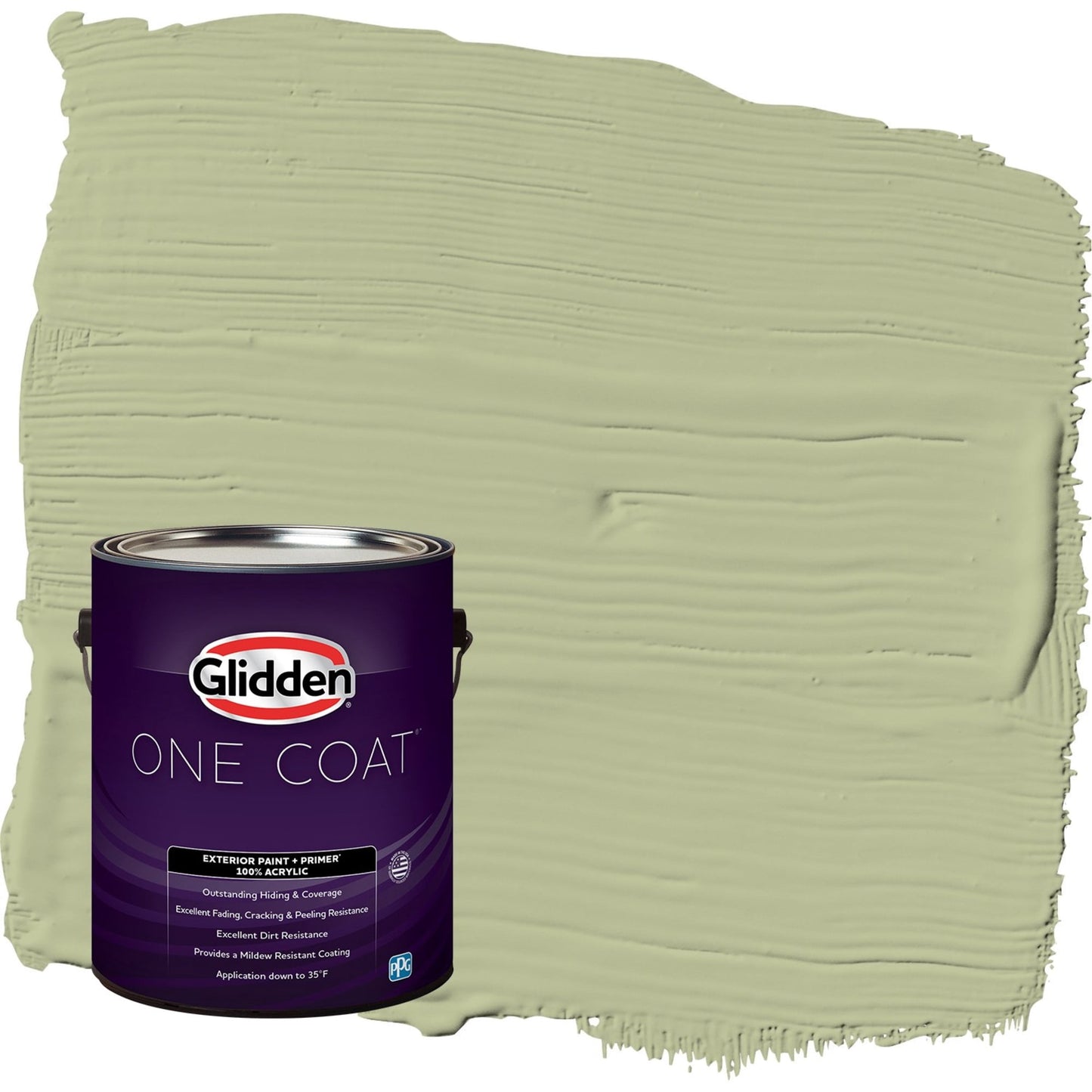 Glidden One Coat Bahia Grass / Green Satin Exterior Paint with Primer, 1 Gallon