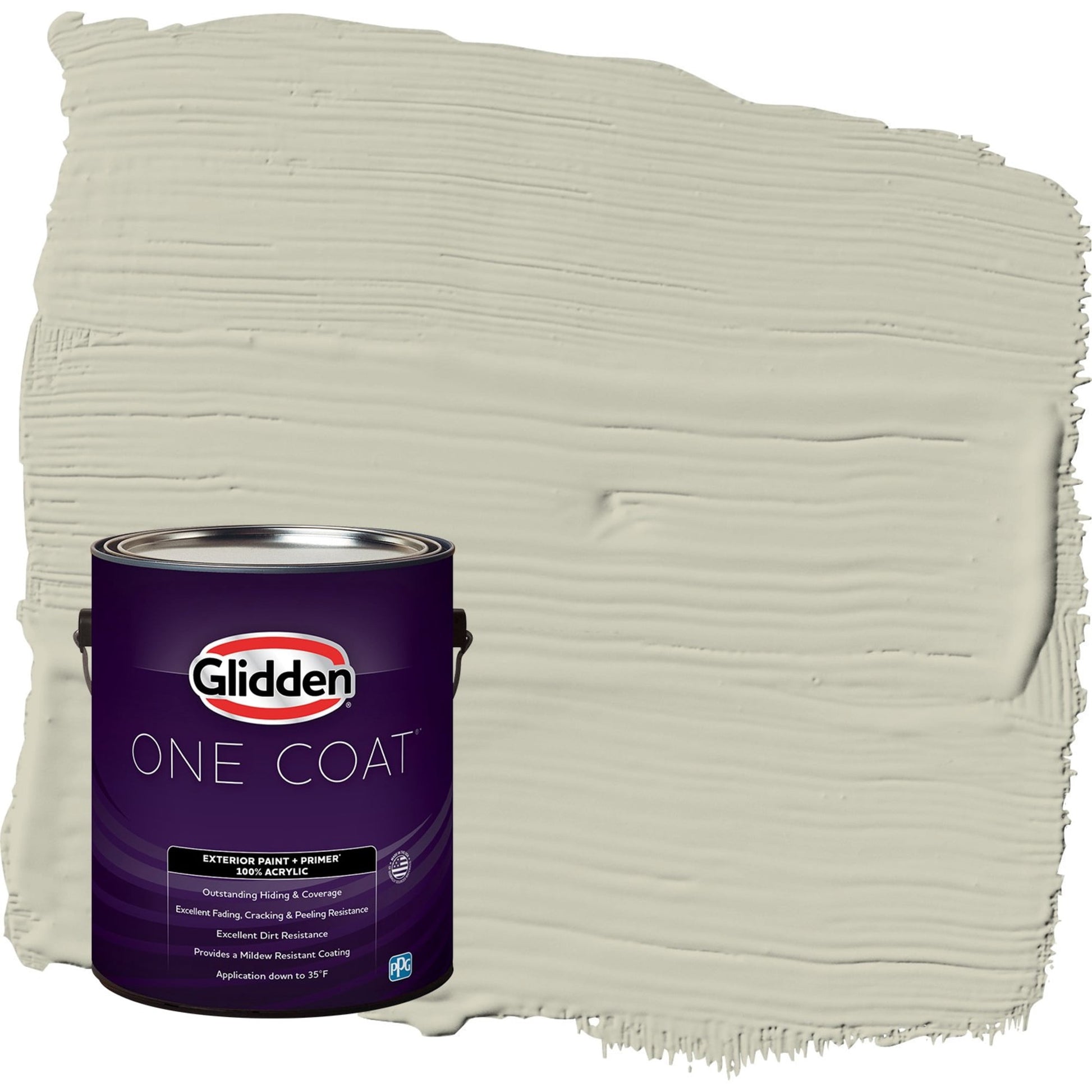 Glidden One Coat French Gray Linen / Grey Satin Exterior Paint with Primer, 1 Gallon