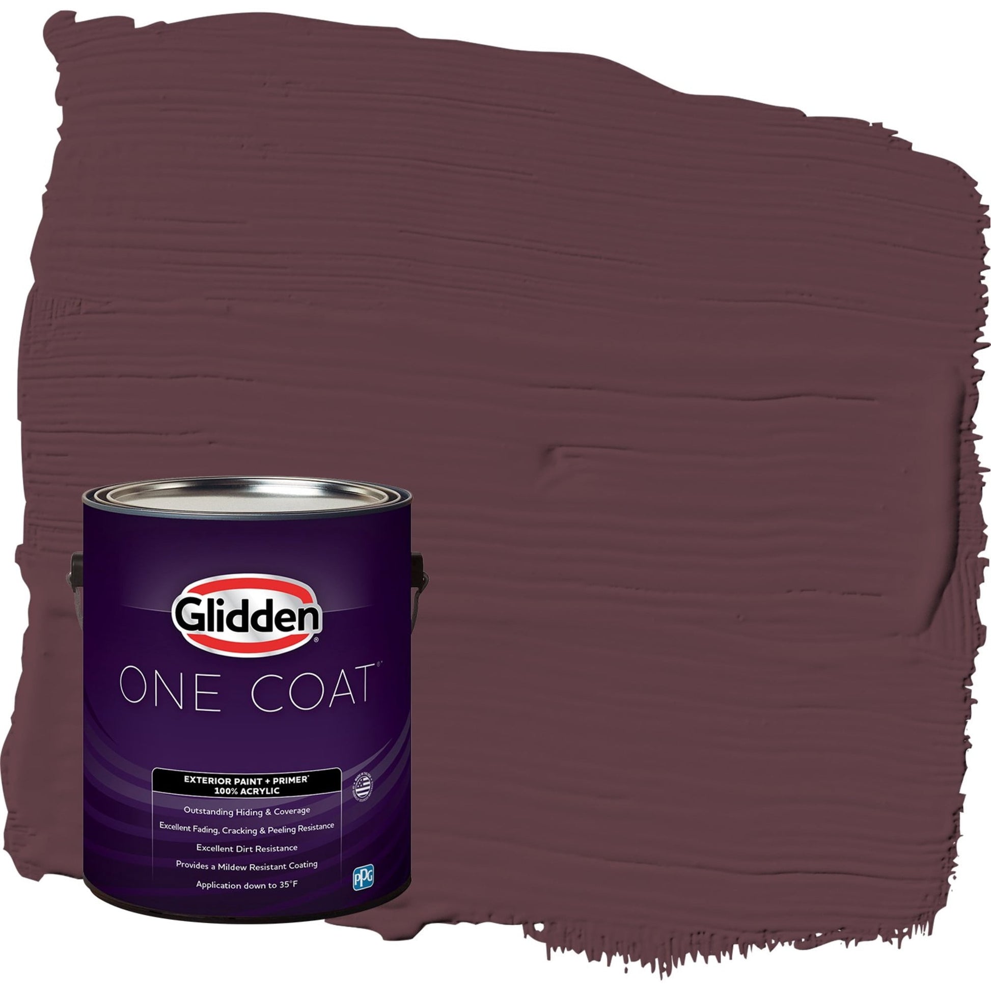 Glidden One Coat Gooseberry / Purple Flat Exterior Paint with Primer, 1 Gallon