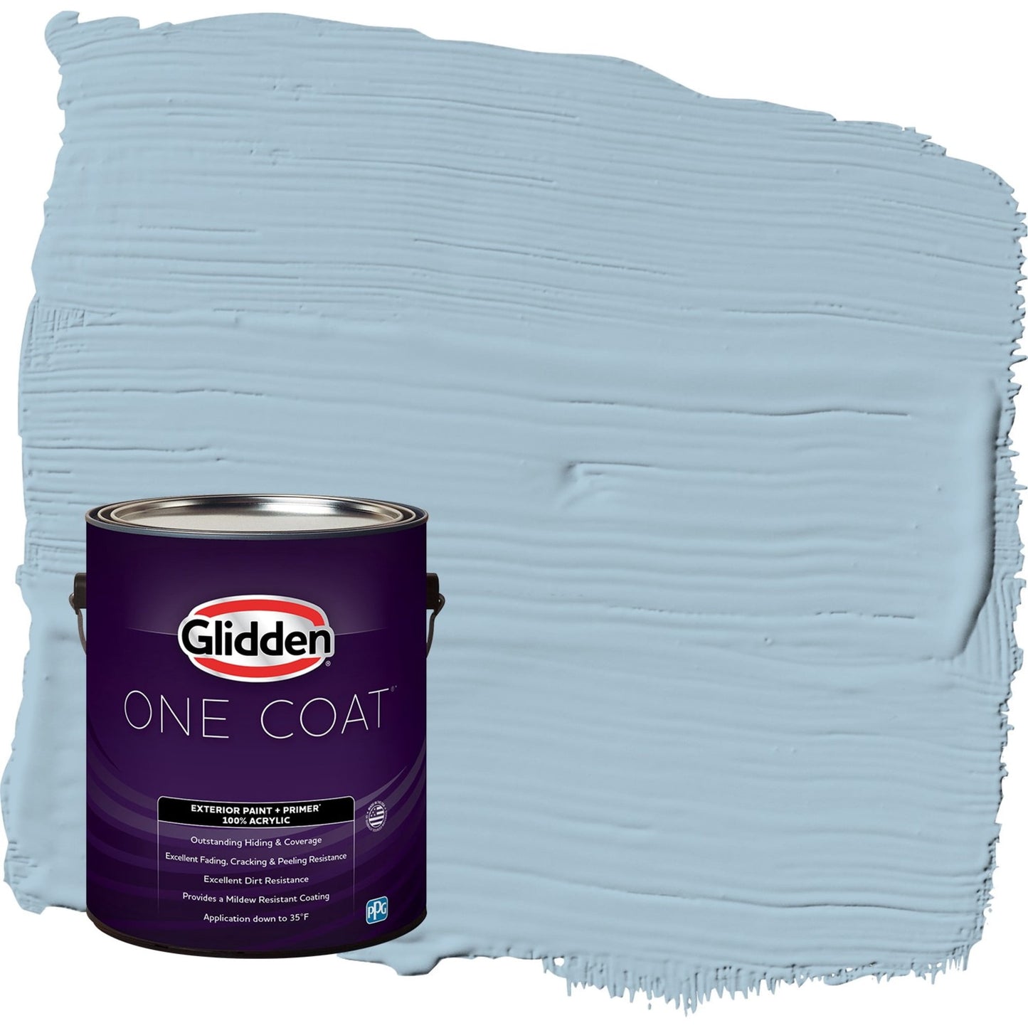 Glidden One Coat Graceful / Blue Semi-Gloss Exterior Paint with Primer, 1 Gallon