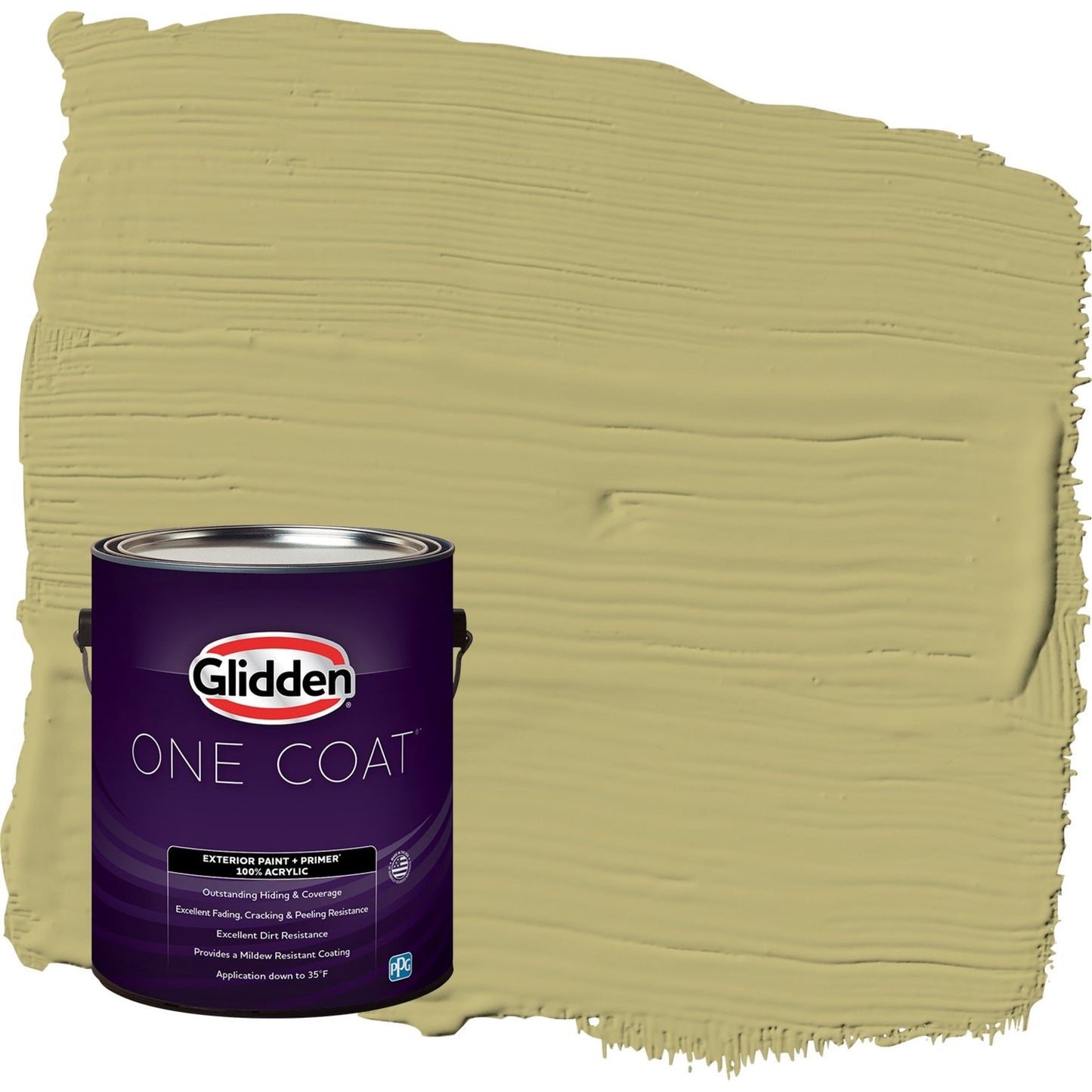 Glidden One Coat Gracious Glow / Green Flat Exterior Paint with Primer, 1 Gallon